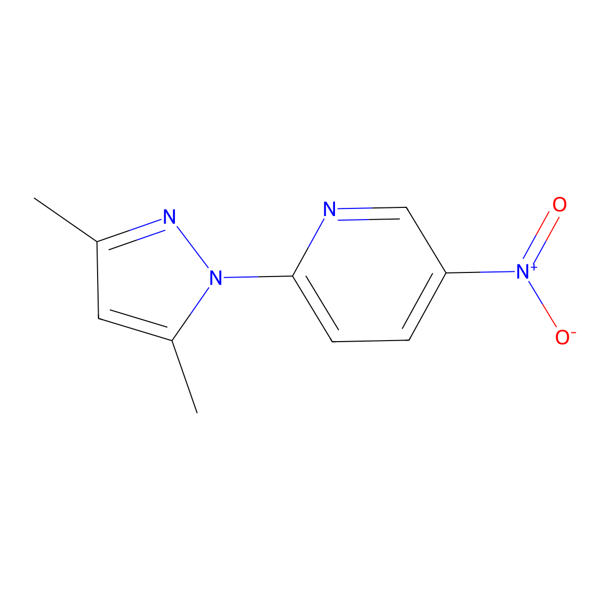 2-(3,5-dimethyl-1H-pyrazol-1-yl)-5-nitropyridine molecular structure, CAS 76211-92-2