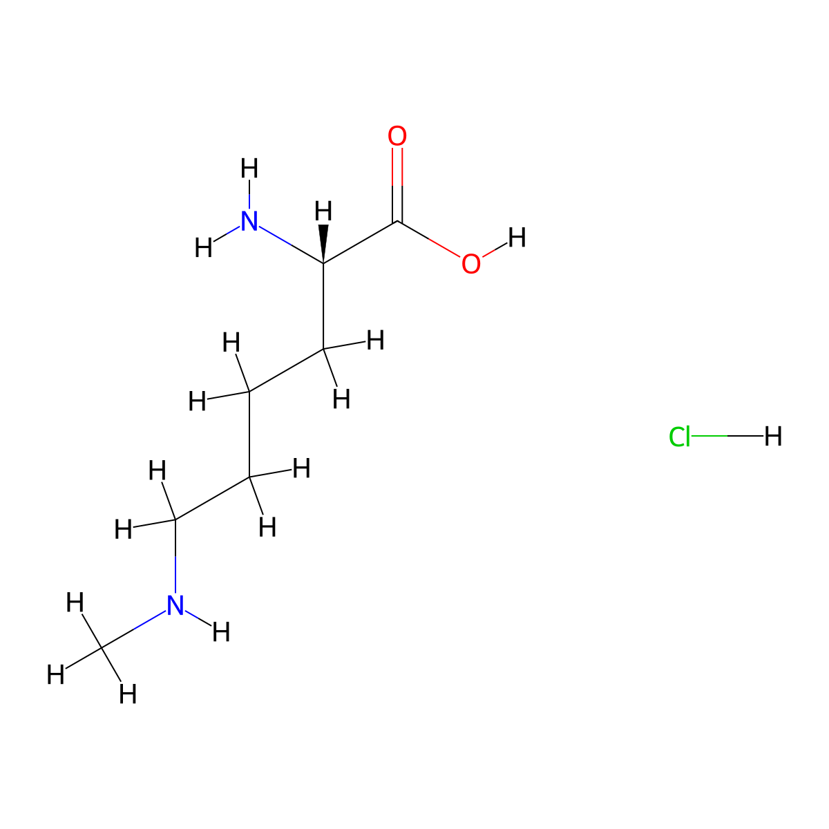 L-Lysine, N6-methyl-, hydrochloride (1:1) molecular structure, CAS 7622-29-9
