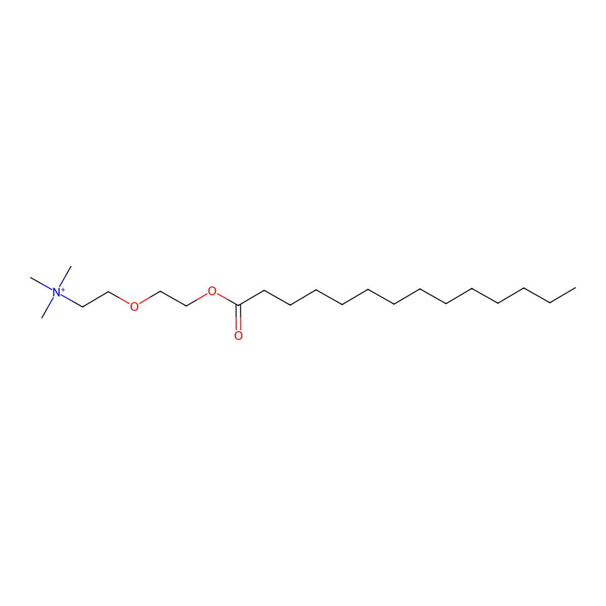 N,N,N-Trimethyl-2-[2-[(1-oxotetradecyl)oxy]ethoxy]ethanaminium molecular structure, CAS 762211-09-6