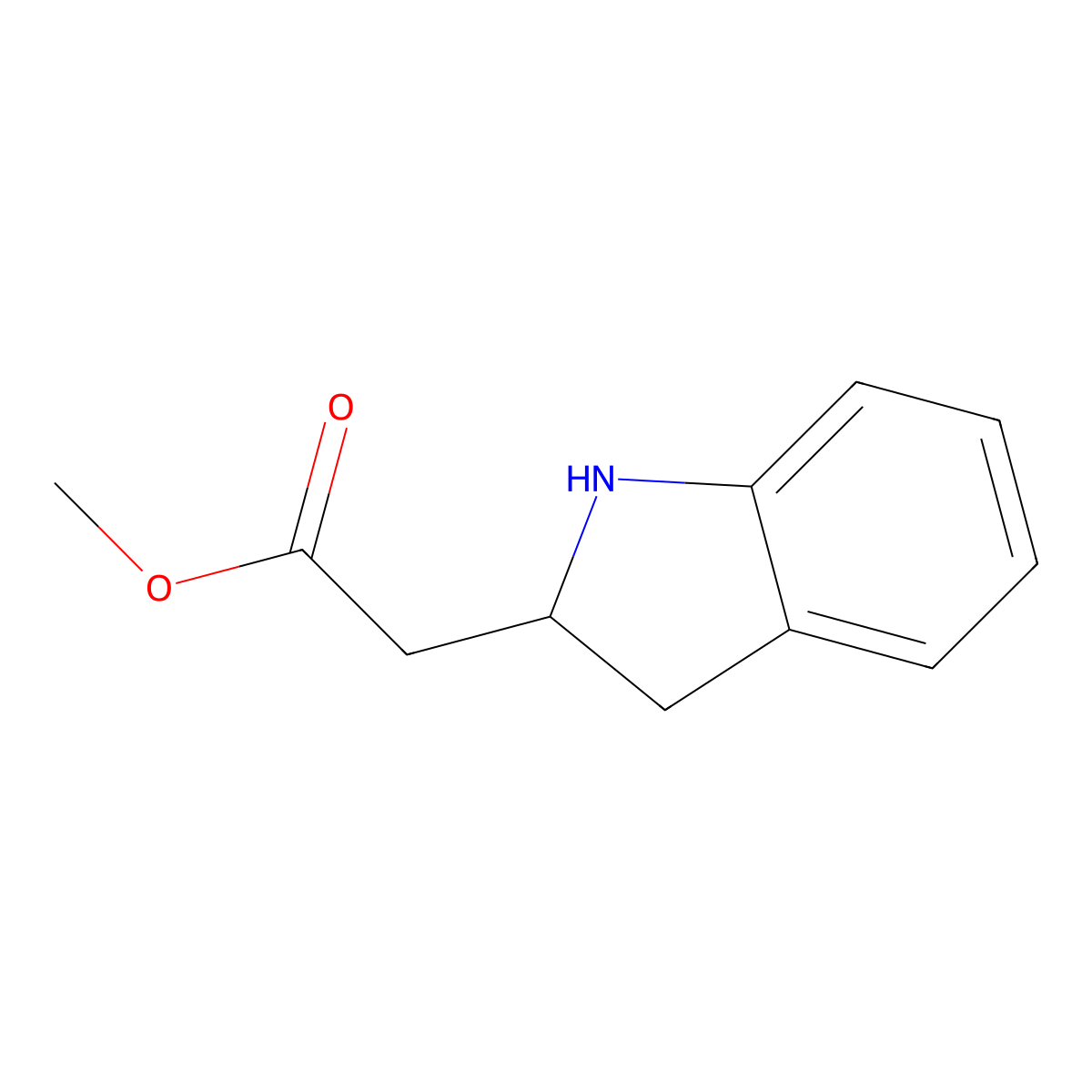 methyl 2-[(2R)-2,3-dihydro-1H-indol-2-yl]acetate molecular structure, CAS 762214-66-4