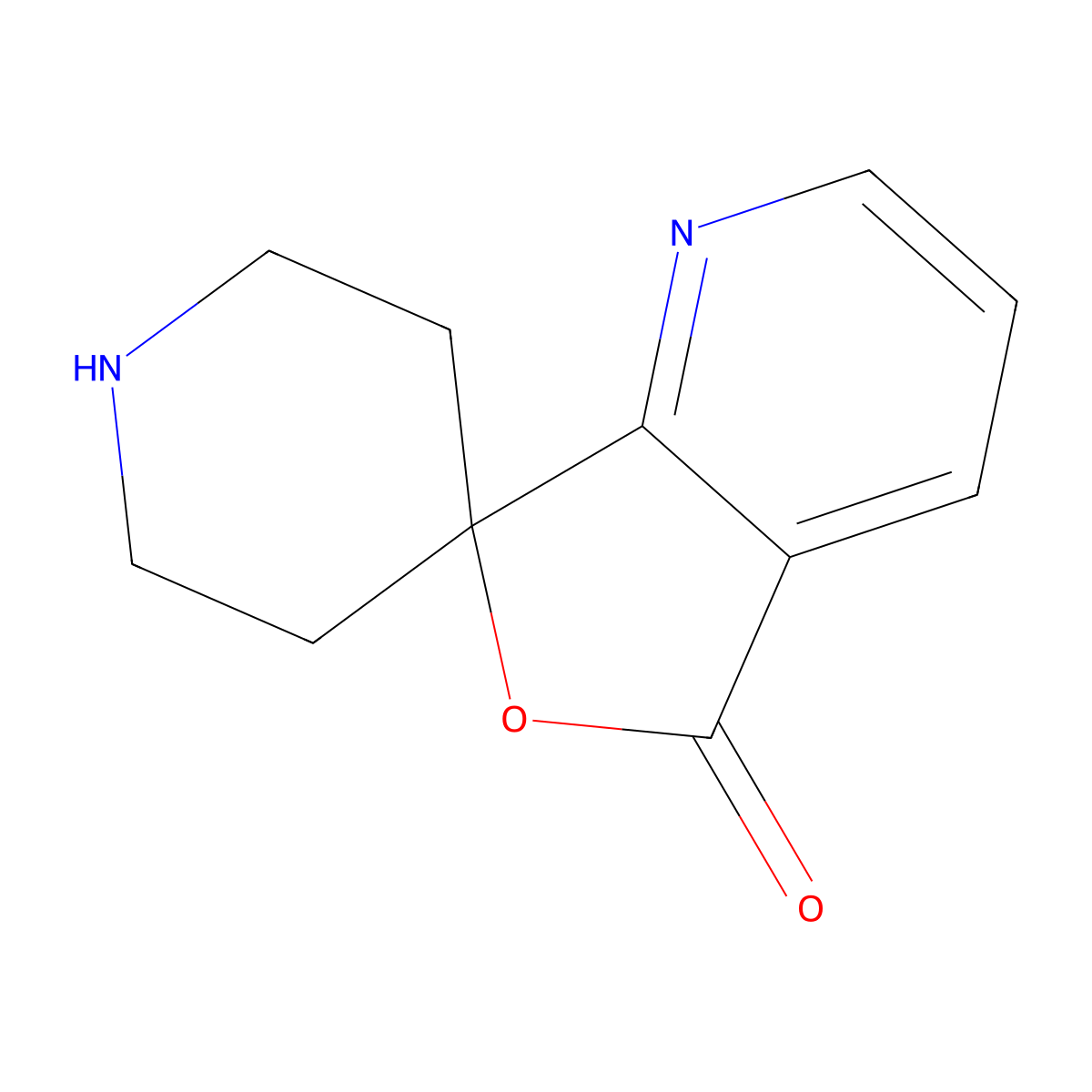 5H-spiro[furo[3,4-b]pyridine-7,4'-piperidin]-5-one molecular structure, CAS 762235-37-0