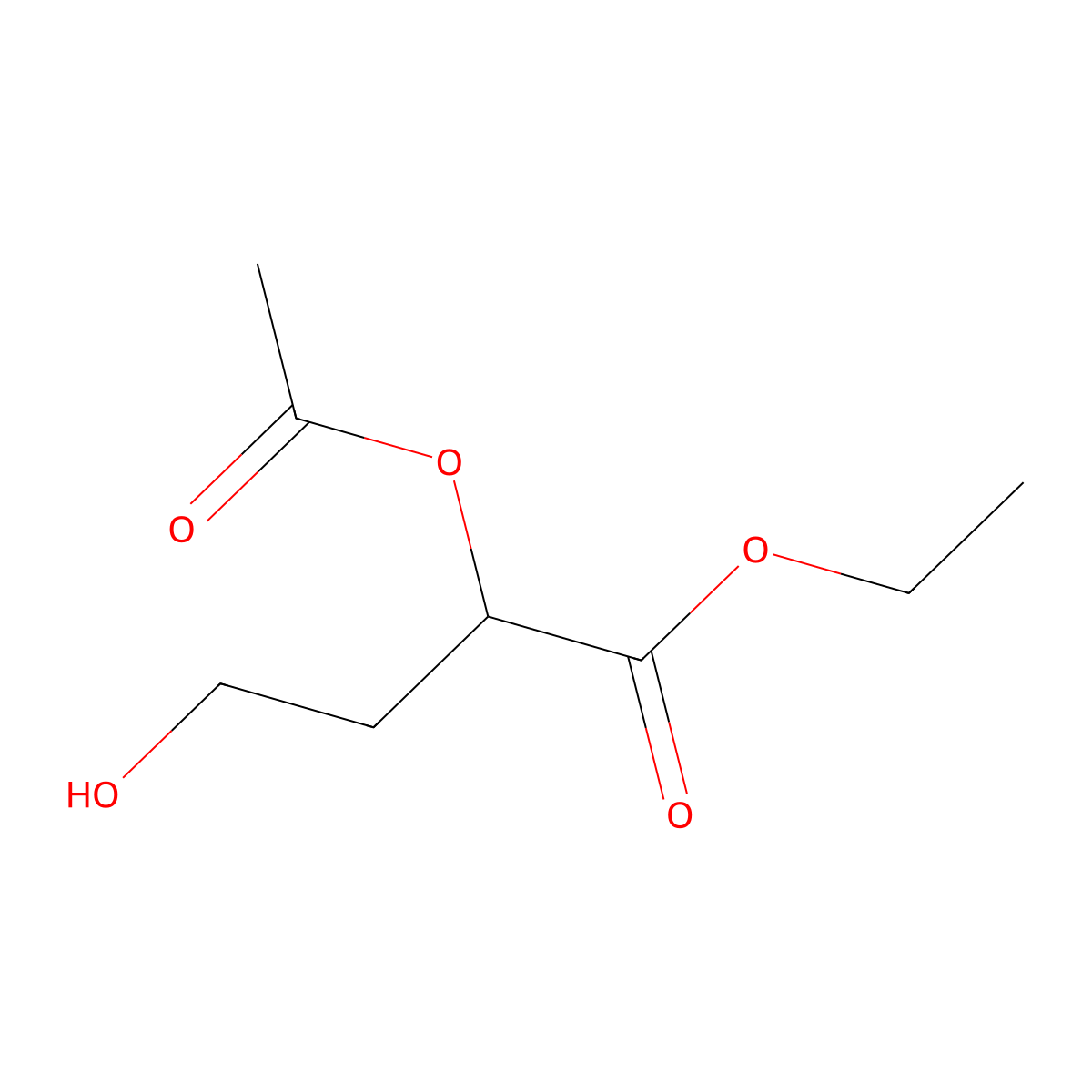 Butanoic acid, 2-(acetyloxy)-4-hydroxy-, ethyl ester, (2S)- molecular structure, CAS 76224-59-4