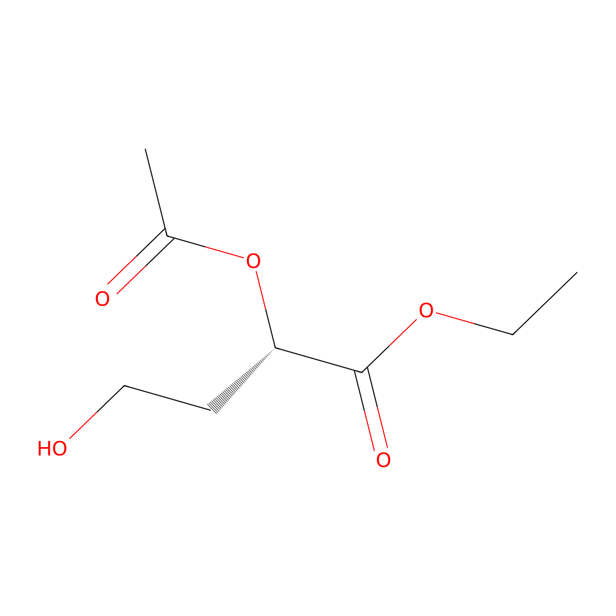 Butanoic acid, 2-(acetyloxy)-4-hydroxy-, ethyl ester, (2S)- molecular structure, CAS 76224-59-4