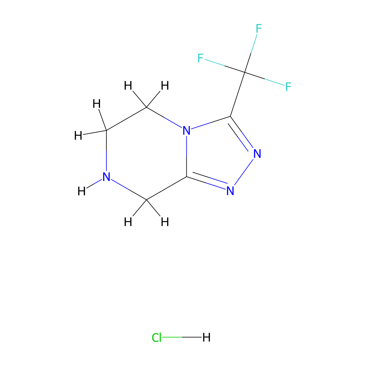3-(Trifluoromethyl)-5,6,7,8-tetrahydro-[1,2,4]triazolo[4,3-a]pyrazine hydrochloride molecular structure, CAS 762240-92-6