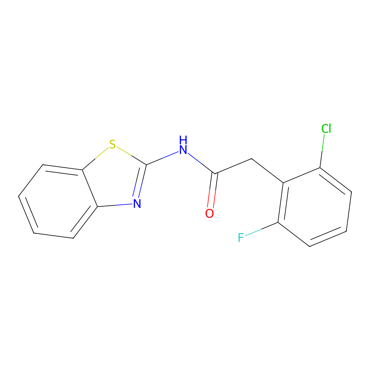 N-(1,3-benzothiazol-2-yl)-2-(2-chloro-6-fluorophenyl)acetamide molecular structure, CAS 762250-52-2