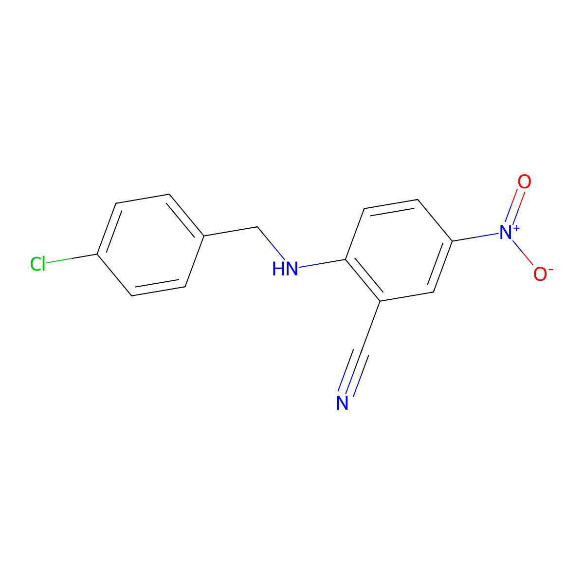 2-[(4-Chlorobenzyl)amino]-5-nitrobenzonitrile molecular structure, CAS 762250-78-2