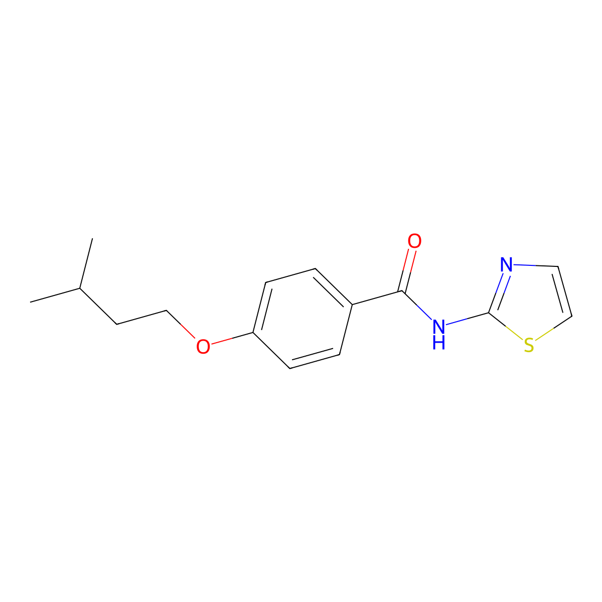 4-(3-methylbutoxy)-N-(1,3-thiazol-2-yl)benzamide molecular structure, CAS 762250-89-5