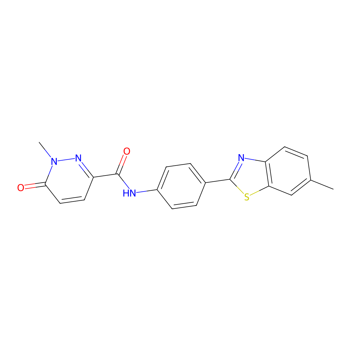 1-methyl-N-[4-(6-methyl-1,3-benzothiazol-2-yl)phenyl]-6-oxo-1,6-dihydropyridazine-3-carboxamide molecular structure, CAS 762255-70-9
