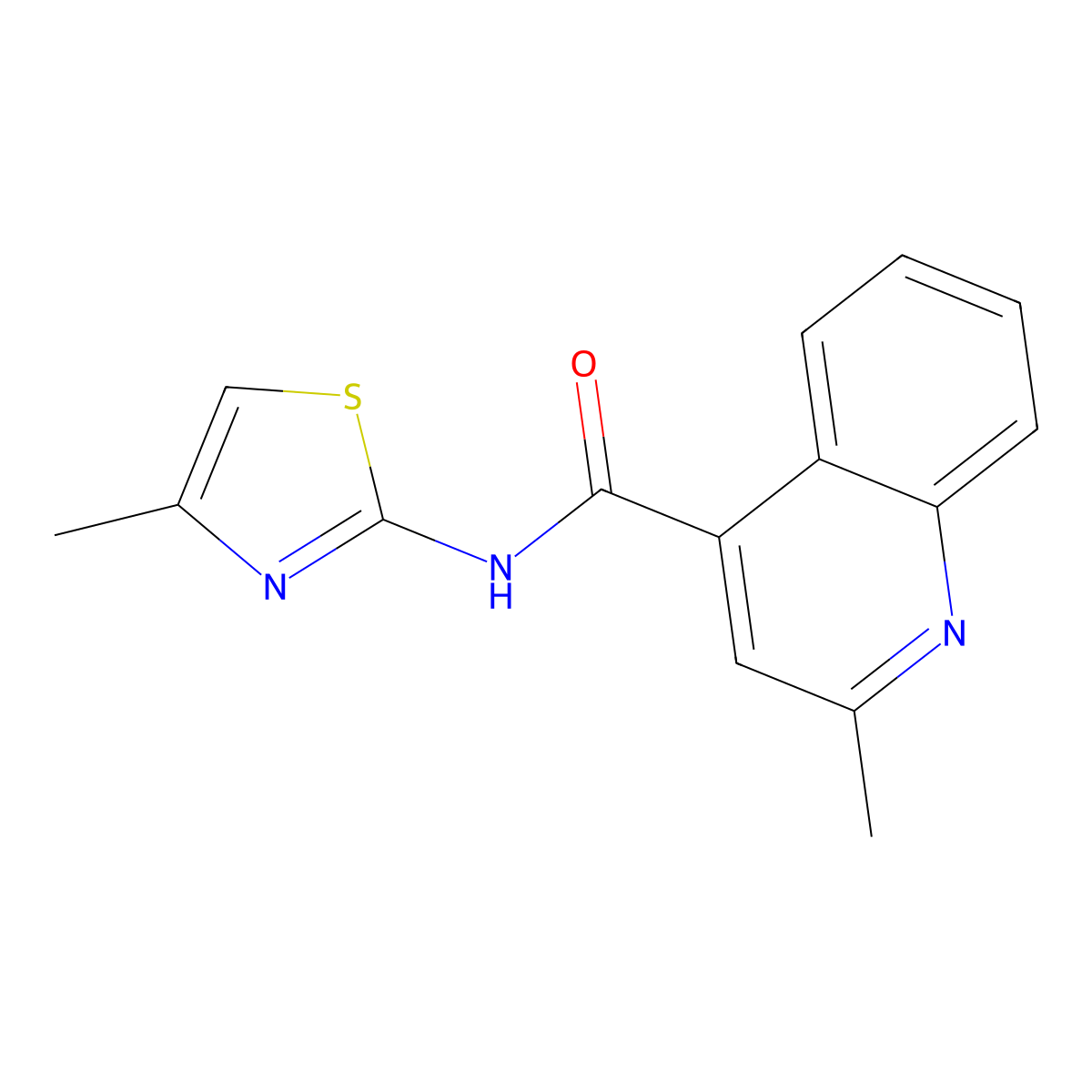 2-methyl-N-(4-methyl-1,3-thiazol-2-yl)quinoline-4-carboxamide molecular structure, CAS 762257-01-2
