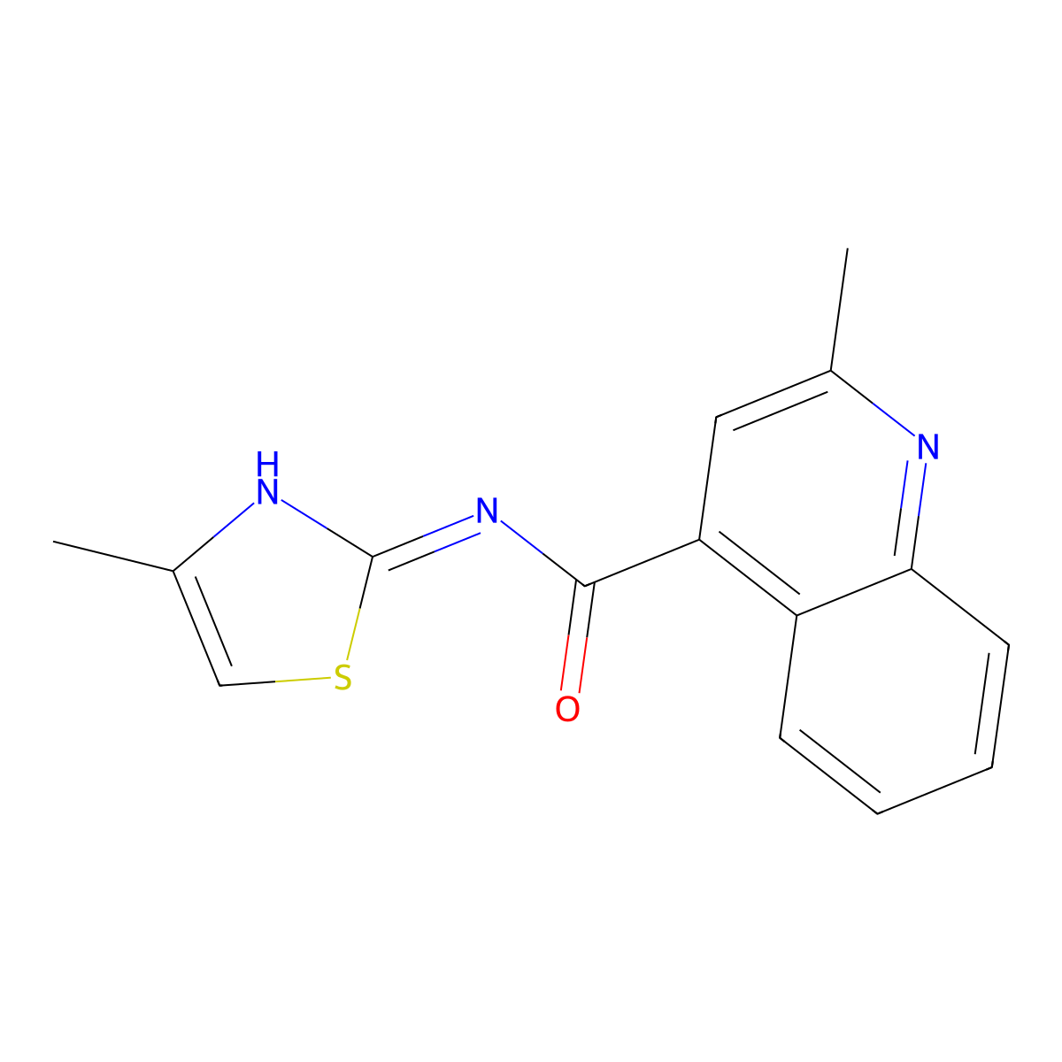2-methyl-N-(4-methyl-1,3-thiazol-2-yl)quinoline-4-carboxamide molecular structure, CAS 762257-01-2