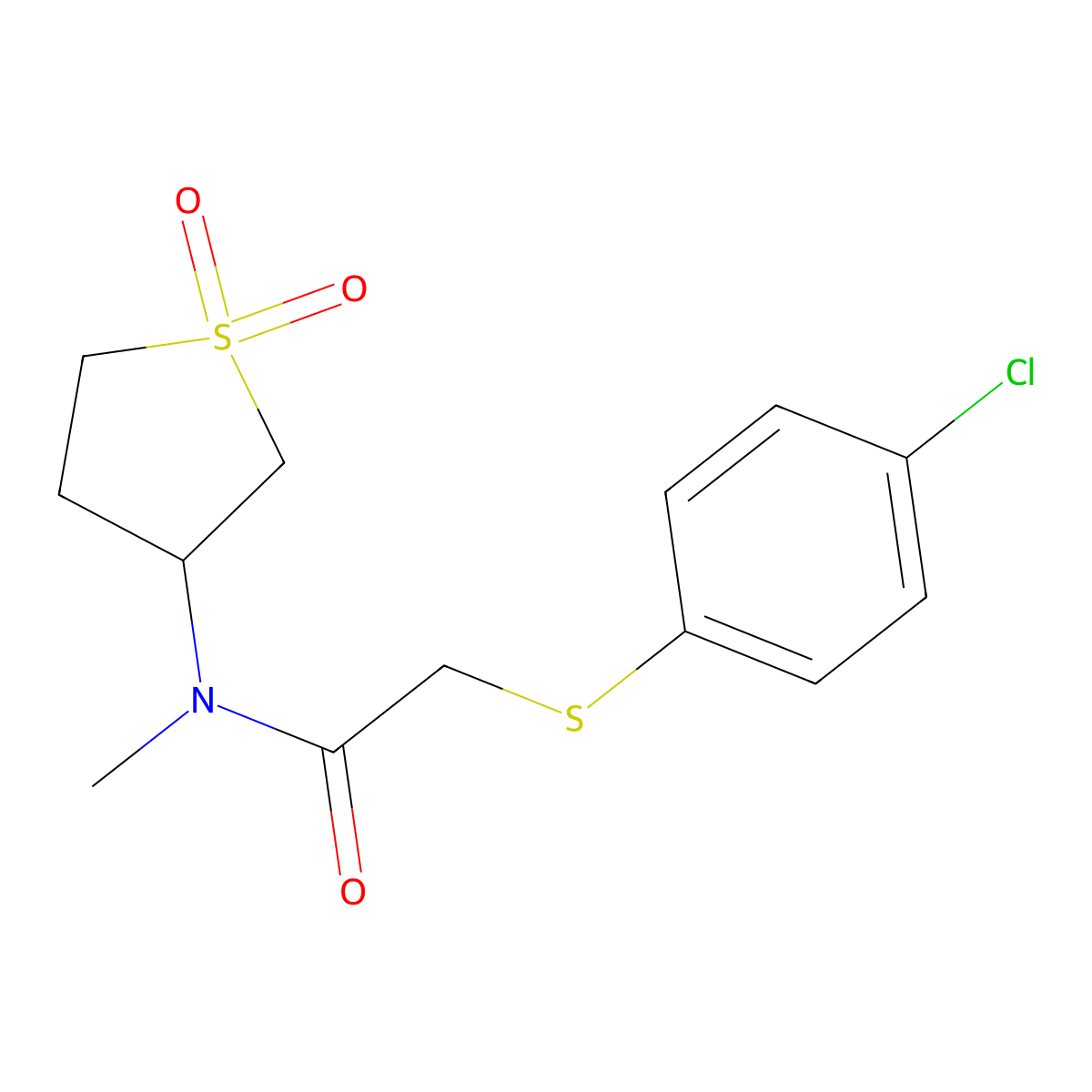 2-[(4-chlorophenyl)sulfanyl]-N-(1,1-dioxo-1lambda6-thiolan-3-yl)-N-methylacetamide molecular structure, CAS 762259-41-6