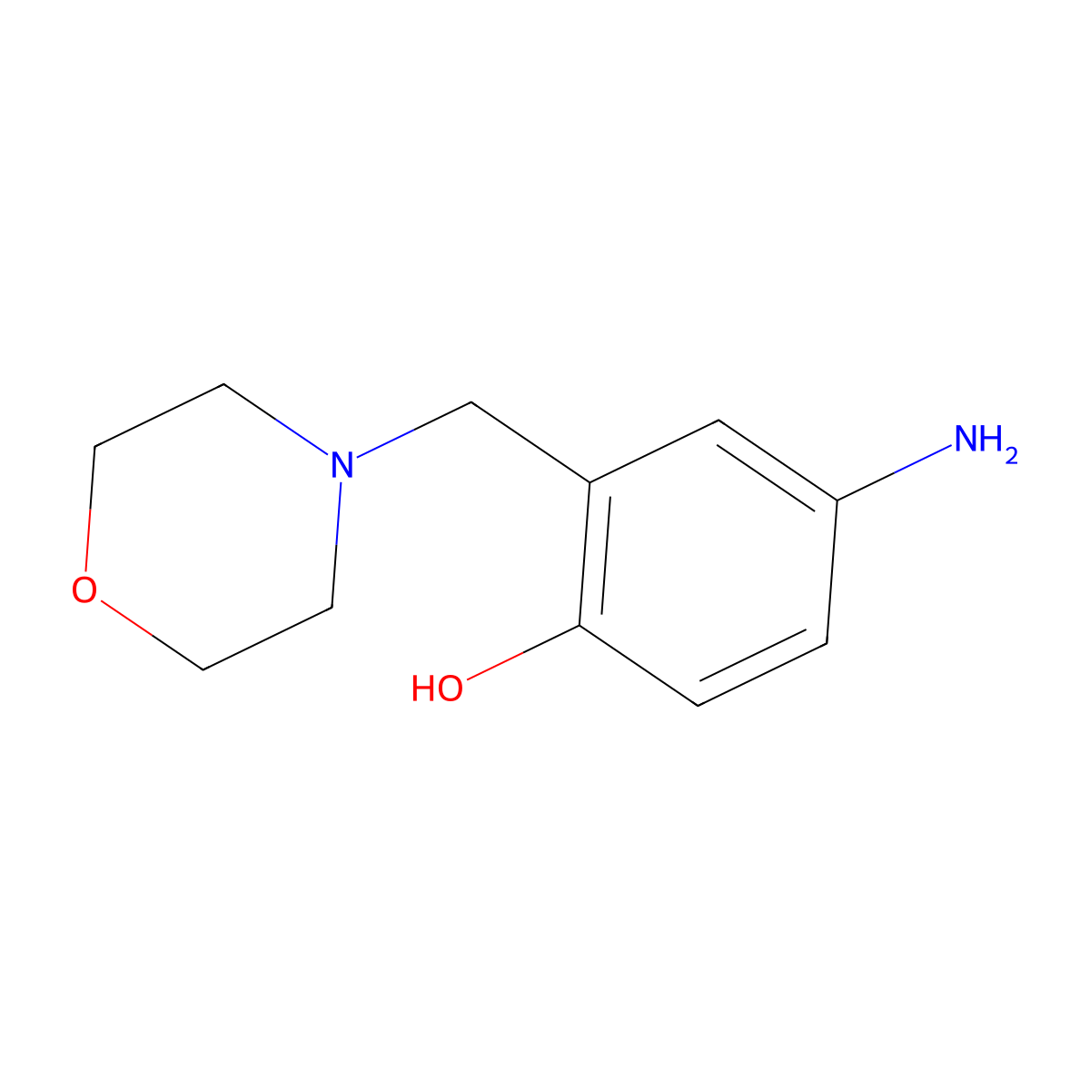 4-Amino-2-(morpholin-4-ylmethyl)phenol molecular structure, CAS 76226-59-0