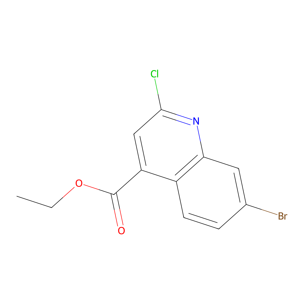 Ethyl 7-bromo-2-chloroquinoline-4-carboxylate molecular structure, CAS 762260-65-1
