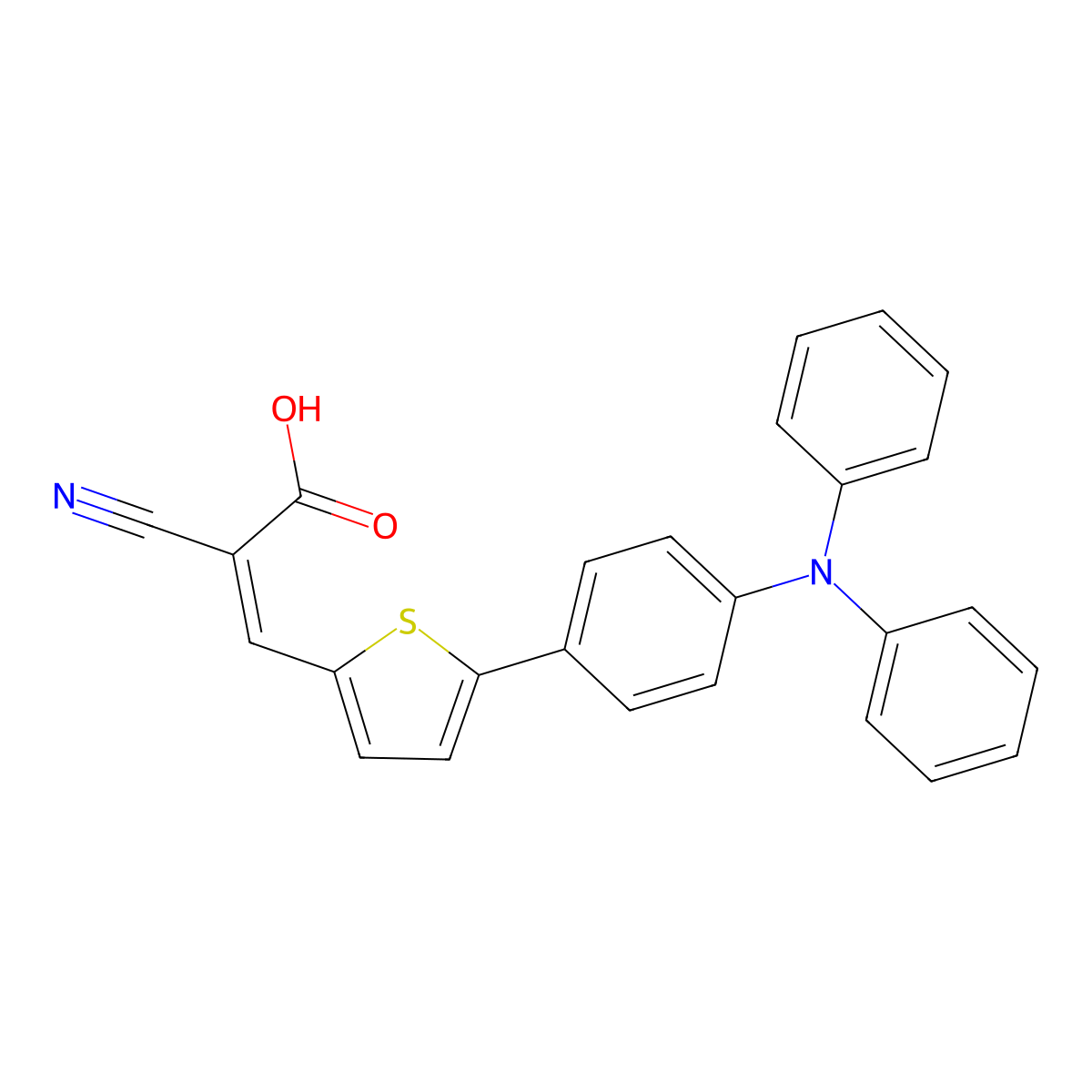 2-Cyano-3-(5-(4-(diphenylamino)phenyl)thiophen-2-yl)acrylic acid molecular structure, CAS 762269-56-7