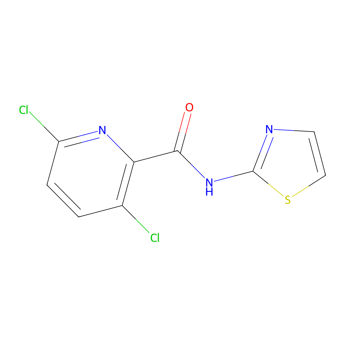 3,6-dichloro-N-(1,3-thiazol-2-yl)pyridine-2-carboxamide molecular structure, CAS 762271-51-2