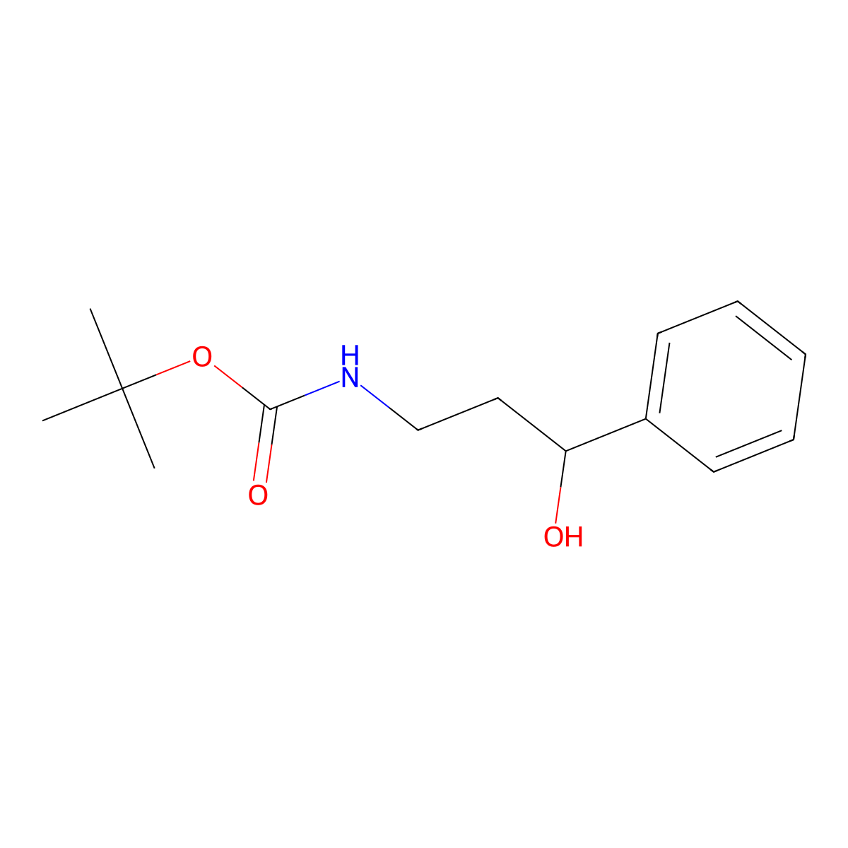 (S)-tert-butyl 3-hydroxy-3-phenylpropylcarbamate molecular structure, CAS 762273-00-7