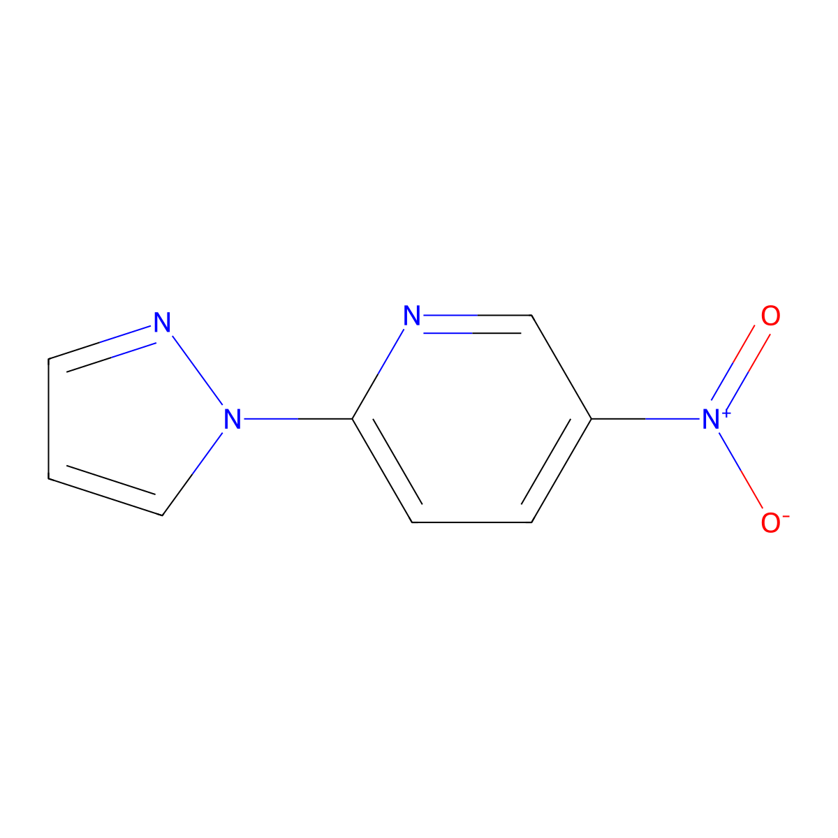 5-nitro-2-(1H-pyrazol-1-yl)pyridine molecular structure, CAS 76228-53-0