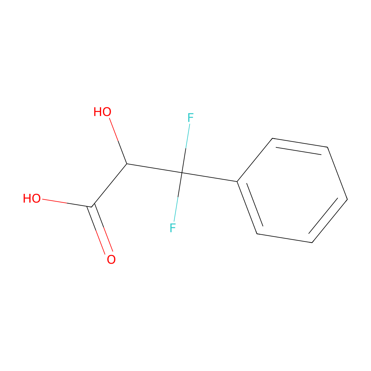 3,3-Difluoro-2-hydroxy-3-phenylpropanoic acid molecular structure, CAS 762292-95-5