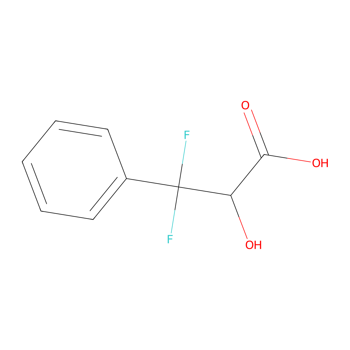 3,3-Difluoro-2-hydroxy-3-phenylpropanoic acid molecular structure, CAS 762292-95-5