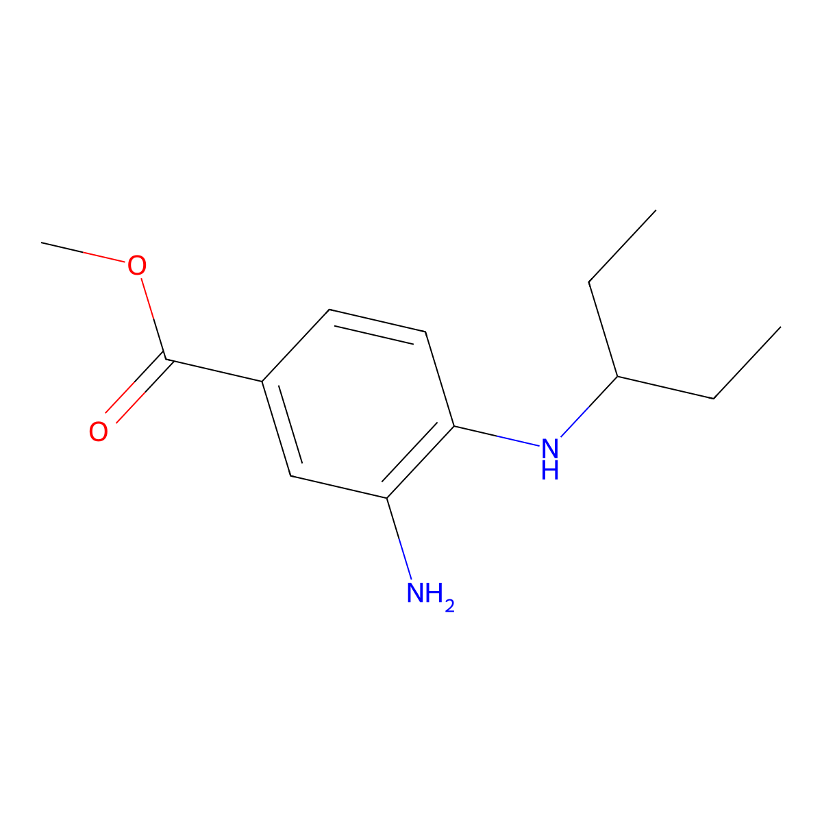 Methyl 3-amino-4-(pentan-3-ylamino)benzoate molecular structure, CAS 762295-23-8
