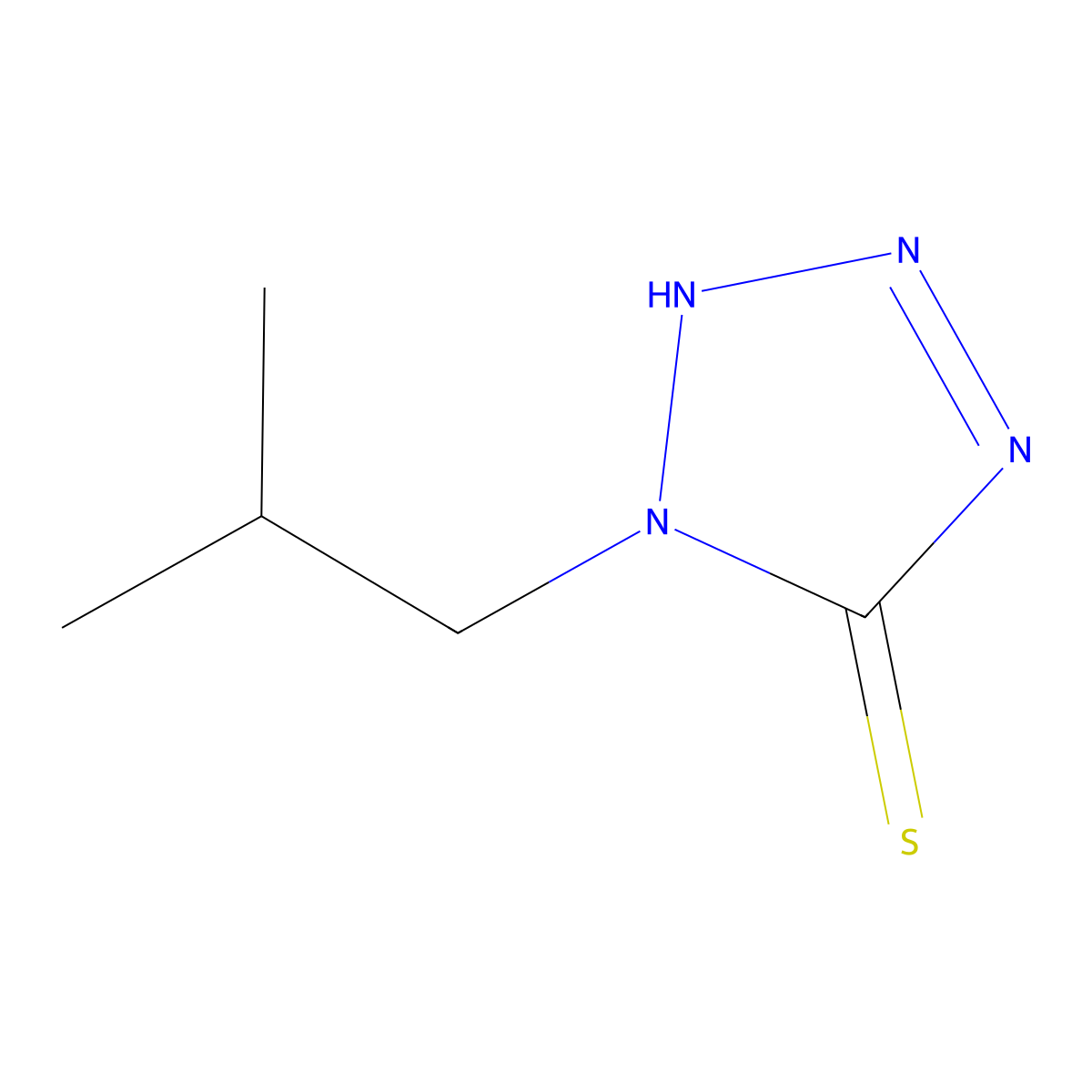 1-(2-methylpropyl)-2,5-dihydro-1H-1,2,3,4-tetrazole-5-thione molecular structure, CAS 7624-34-2