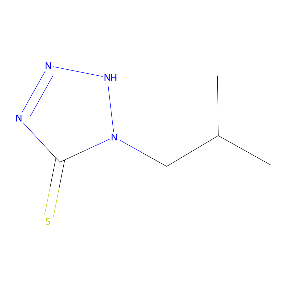 1-(2-methylpropyl)-2,5-dihydro-1H-1,2,3,4-tetrazole-5-thione molecular structure, CAS 7624-34-2