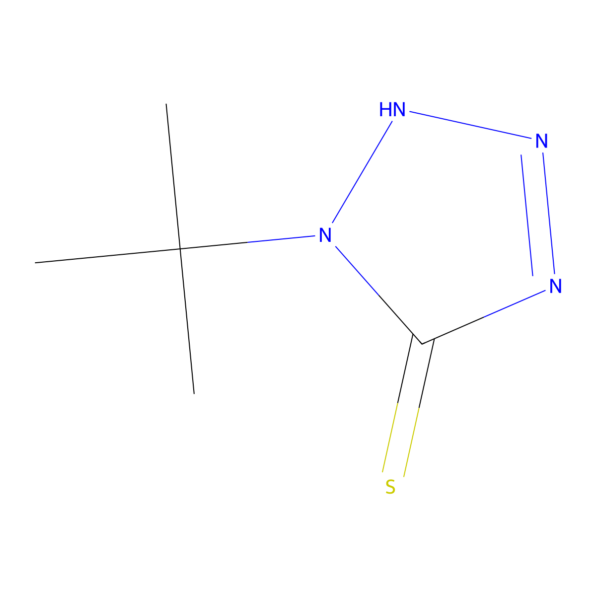 1-tert-butyl-2,5-dihydro-1H-1,2,3,4-tetrazole-5-thione molecular structure, CAS 7624-35-3