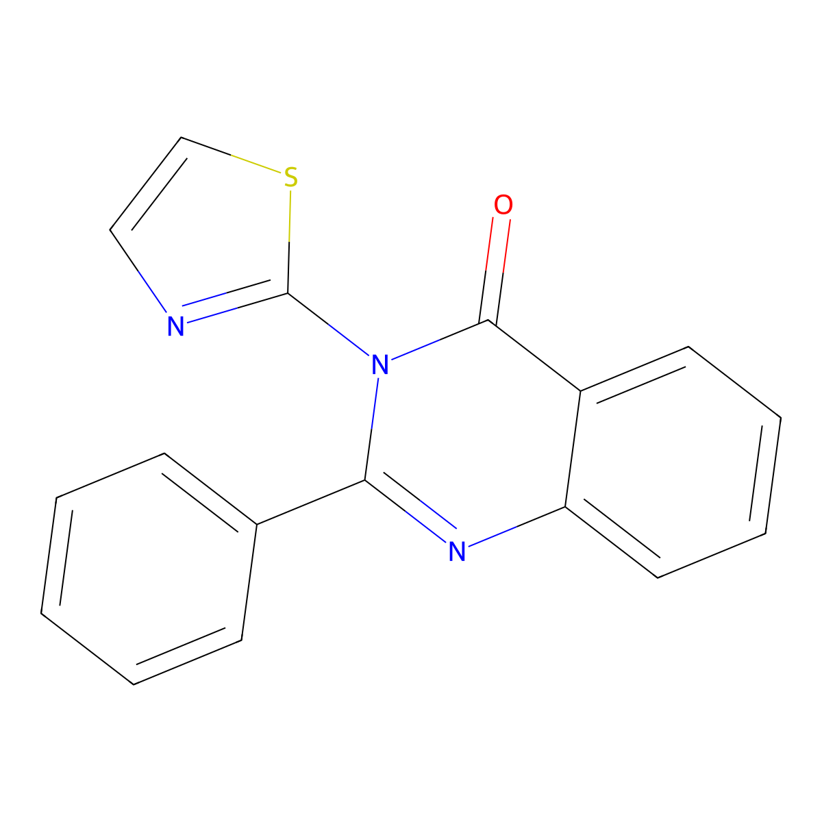 2-Phenyl-3-(1,3-thiazol-2-yl)-4(3H)-quinazolinone molecular structure, CAS 76244-46-7