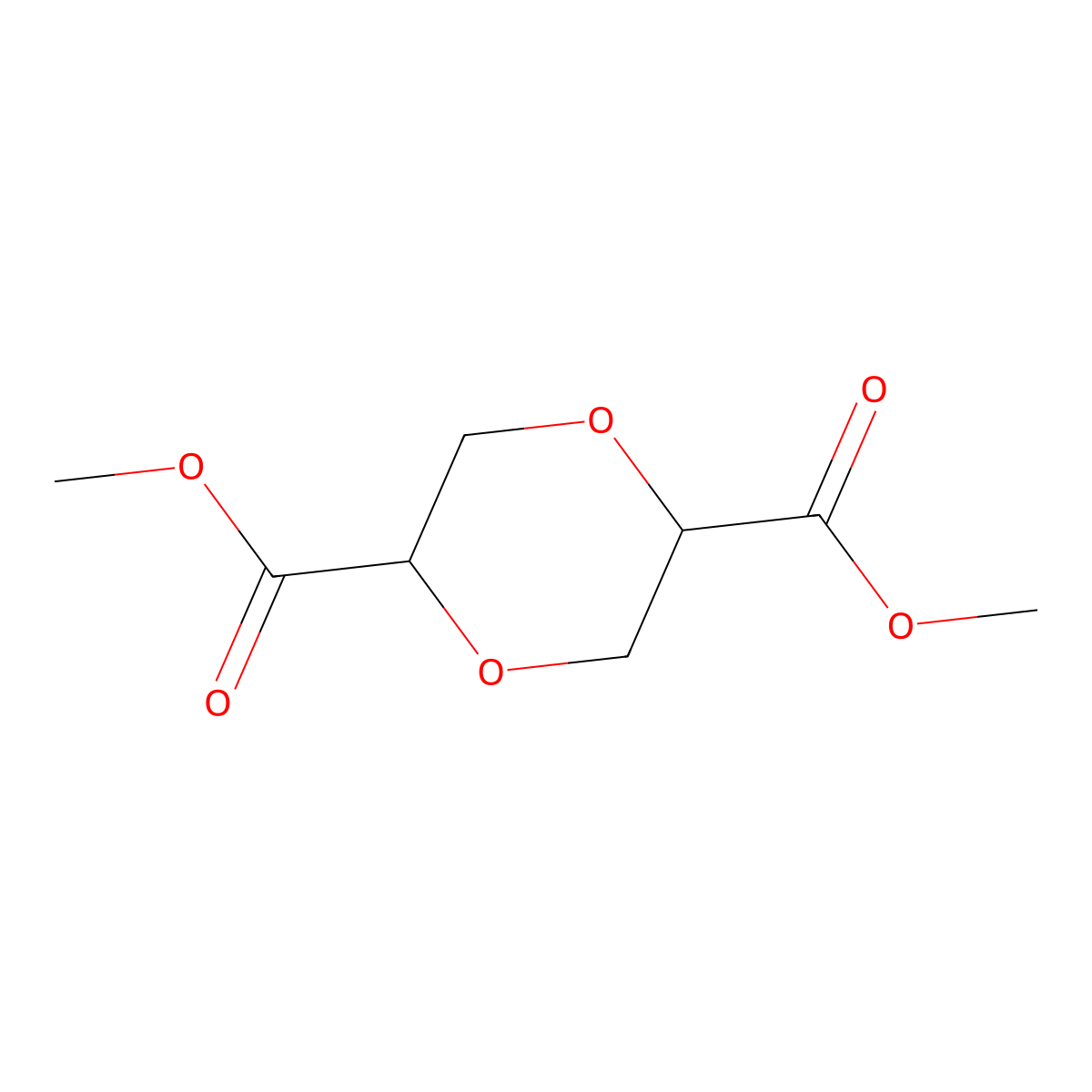 2,5-dimethyl (2R,5S)-1,4-dioxane-2,5-dicarboxylate, trans molecular structure, CAS 76245-10-8