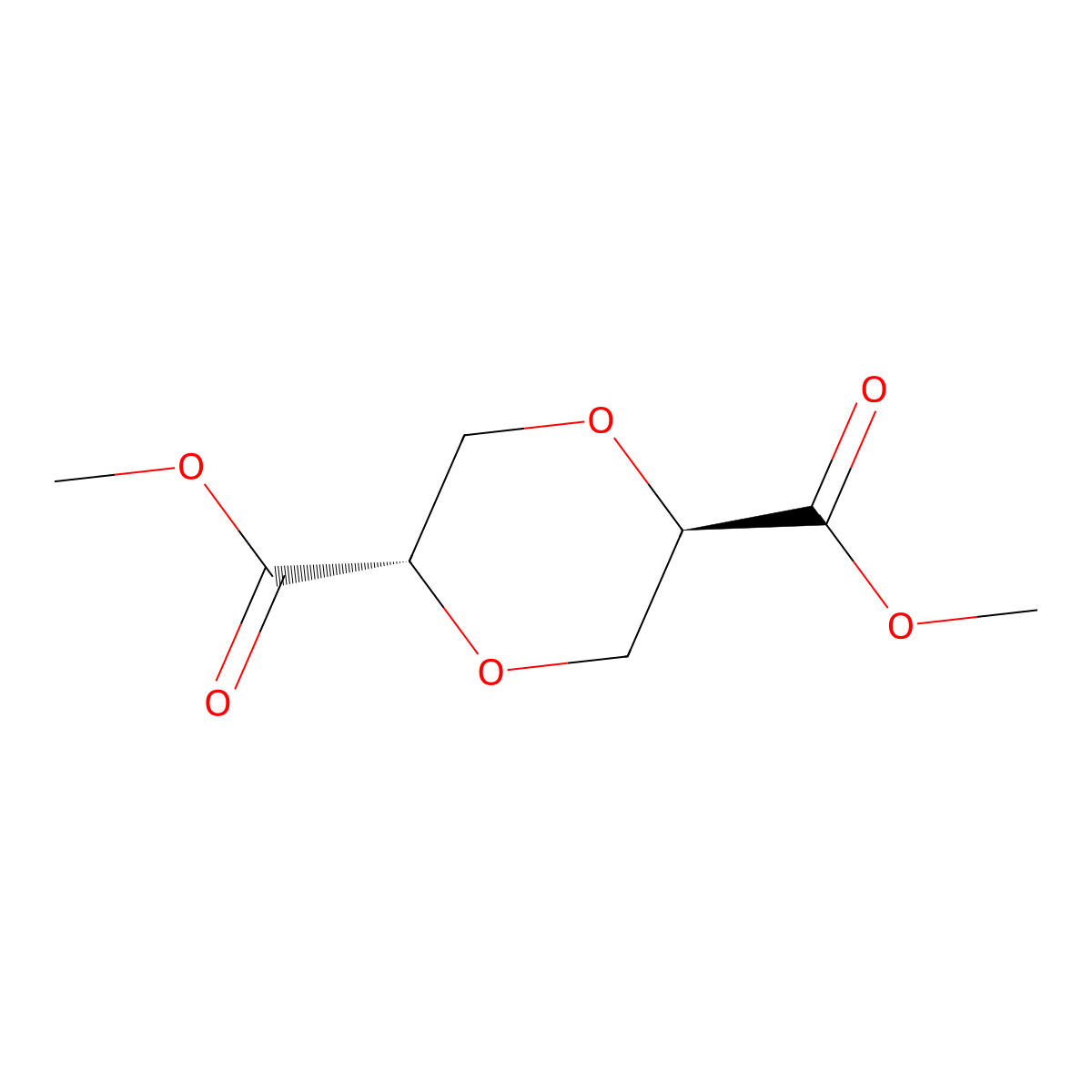 2,5-dimethyl (2R,5S)-1,4-dioxane-2,5-dicarboxylate, trans molecular structure, CAS 76245-10-8