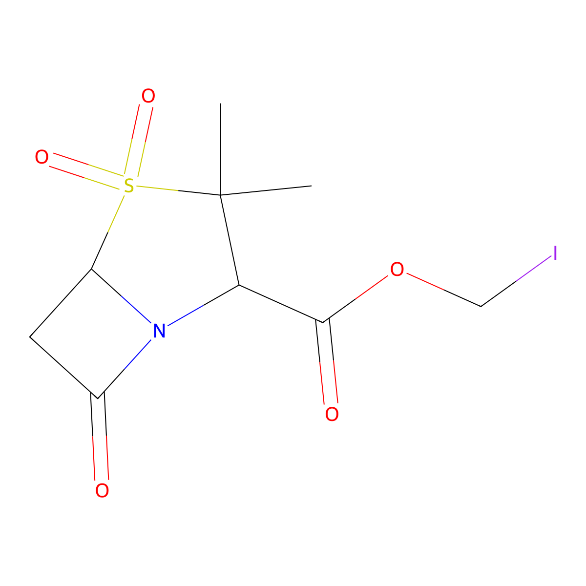 Iodomethyl (2S-cis)-3,3-dimethyl-7-oxo-4-thia-1-azabicyclo[3.2.0]heptane-2-carboxylate 4,4-dioxide molecular structure, CAS 76247-39-7