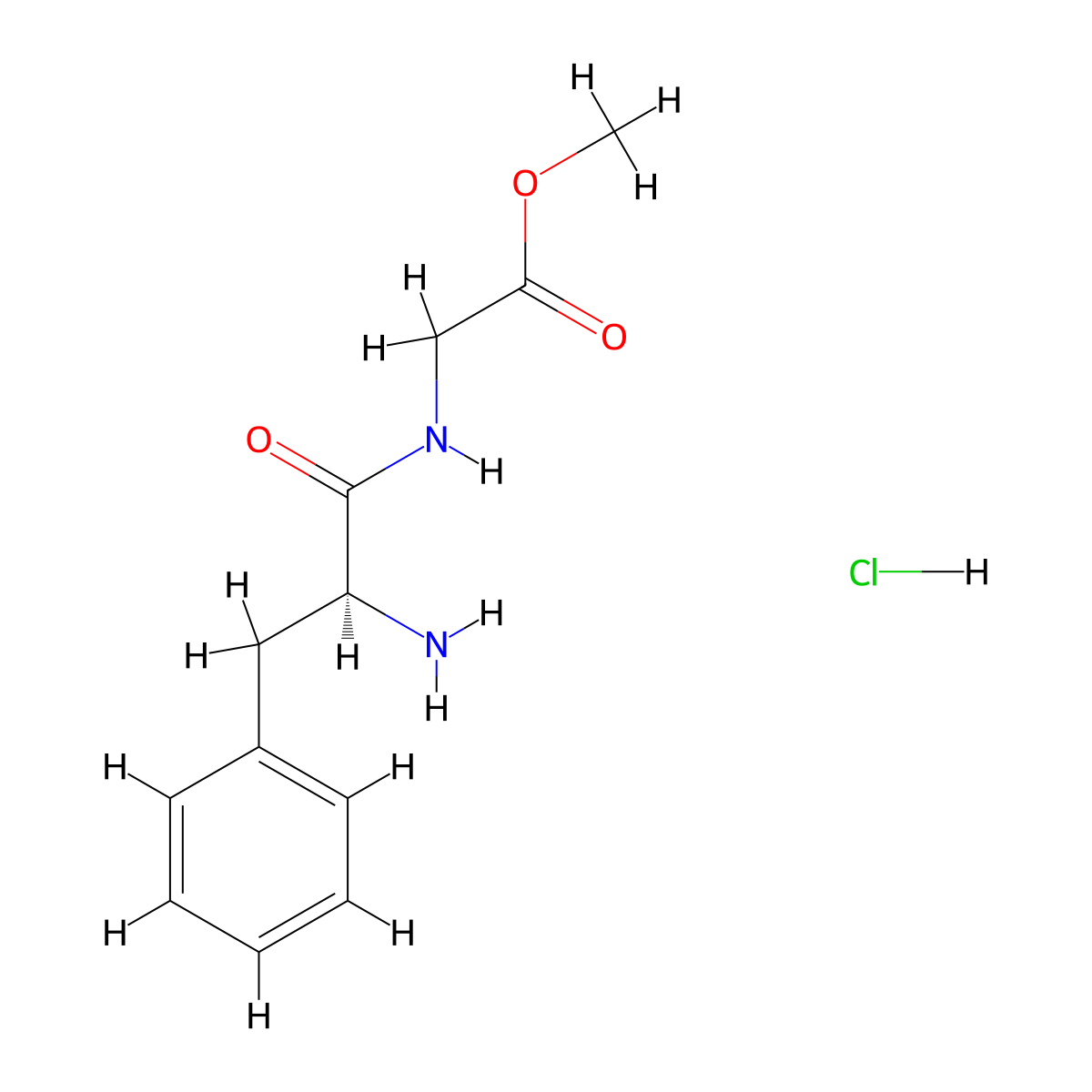 methyl 2-[(2S)-2-amino-3-phenylpropanamido]acetate hydrochloride molecular structure, CAS 7625-59-4