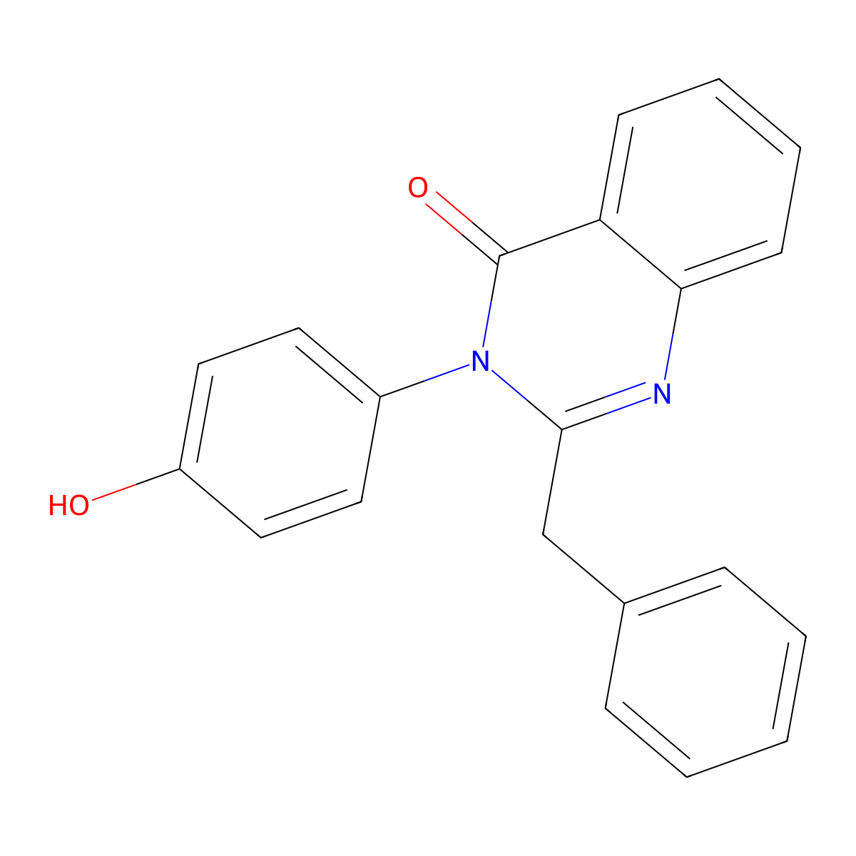 4(3H)-Quinazolinone, 3-(4-hydroxyphenyl)-2-(phenylmethyl)- molecular structure, CAS 76253-94-6