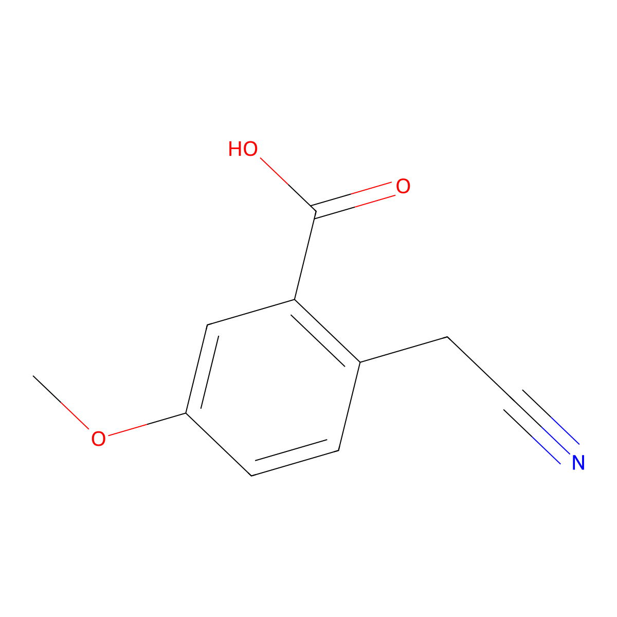 2-(Cyanomethyl)-5-methoxybenzoic acid molecular structure, CAS 76254-25-6
