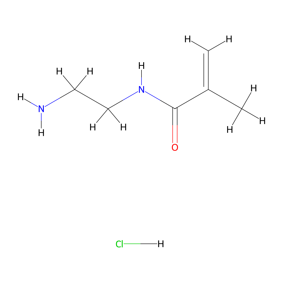 N-(2-aminoethyl)-2-methylprop-2-enamide hydrochloride molecular structure, CAS 76259-32-0