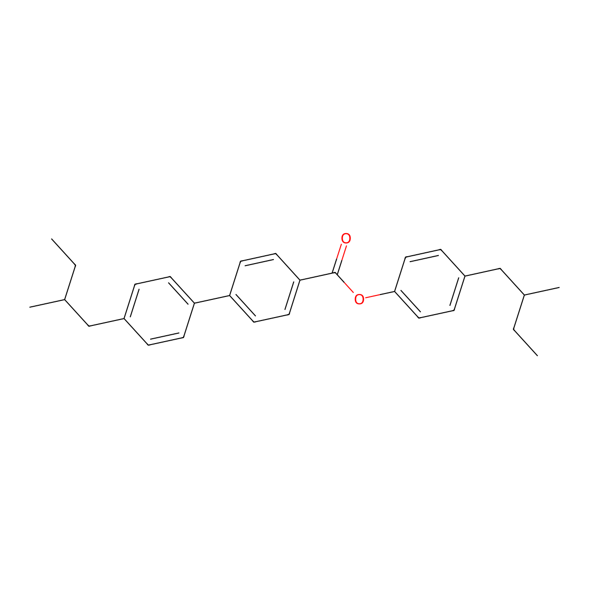 [1,1'-Biphenyl]-4-carboxylic acid, 4'-(2-methylbutyl)-, 4-(2-methylbutyl)phenyl ester molecular structure, CAS 76260-42-9