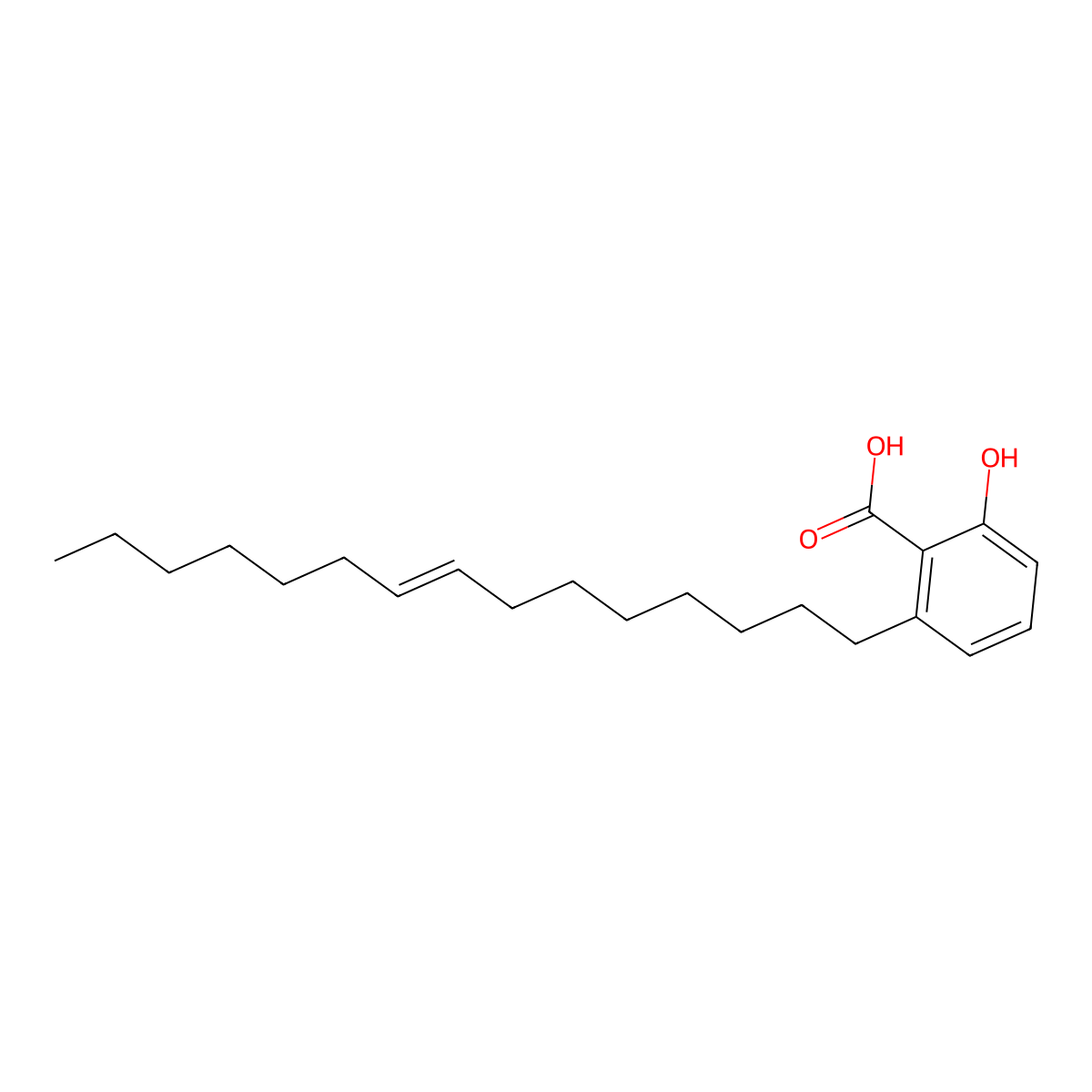 Benzoic acid, 2-hydroxy-6-(8-pentadecenyl)- molecular structure, CAS 76261-14-8