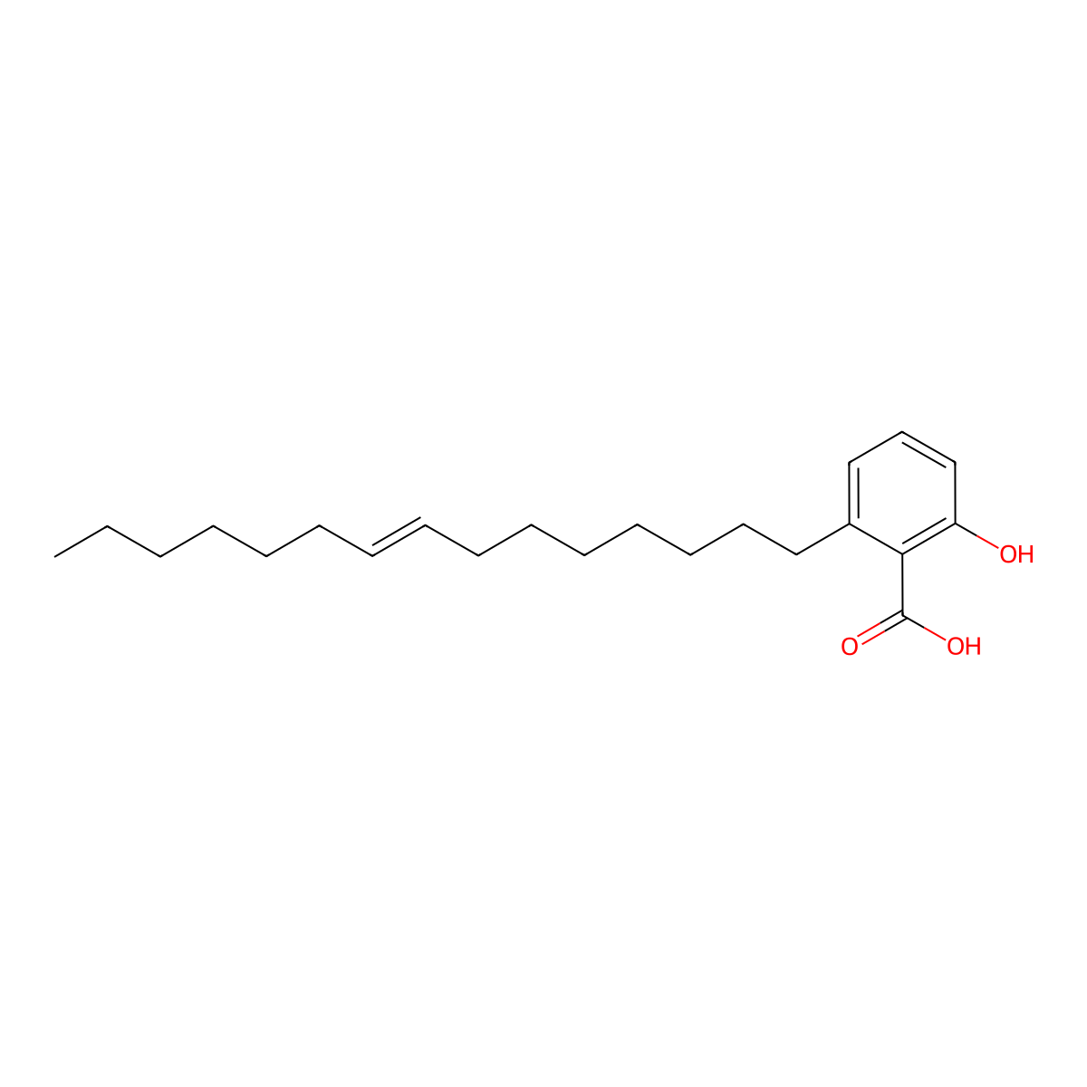 Benzoic acid, 2-hydroxy-6-(8-pentadecenyl)- molecular structure, CAS 76261-14-8