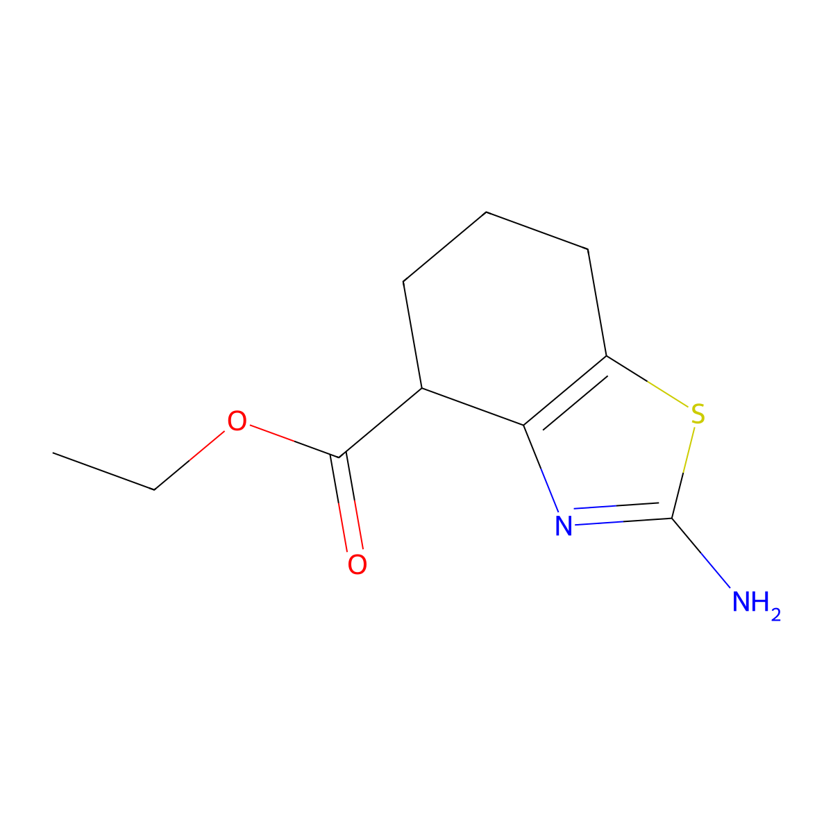 Ethyl 2-amino-4,5,6,7-tetrahydro-1,3-benzothiazole-4-carboxylate molecular structure, CAS 76263-11-1