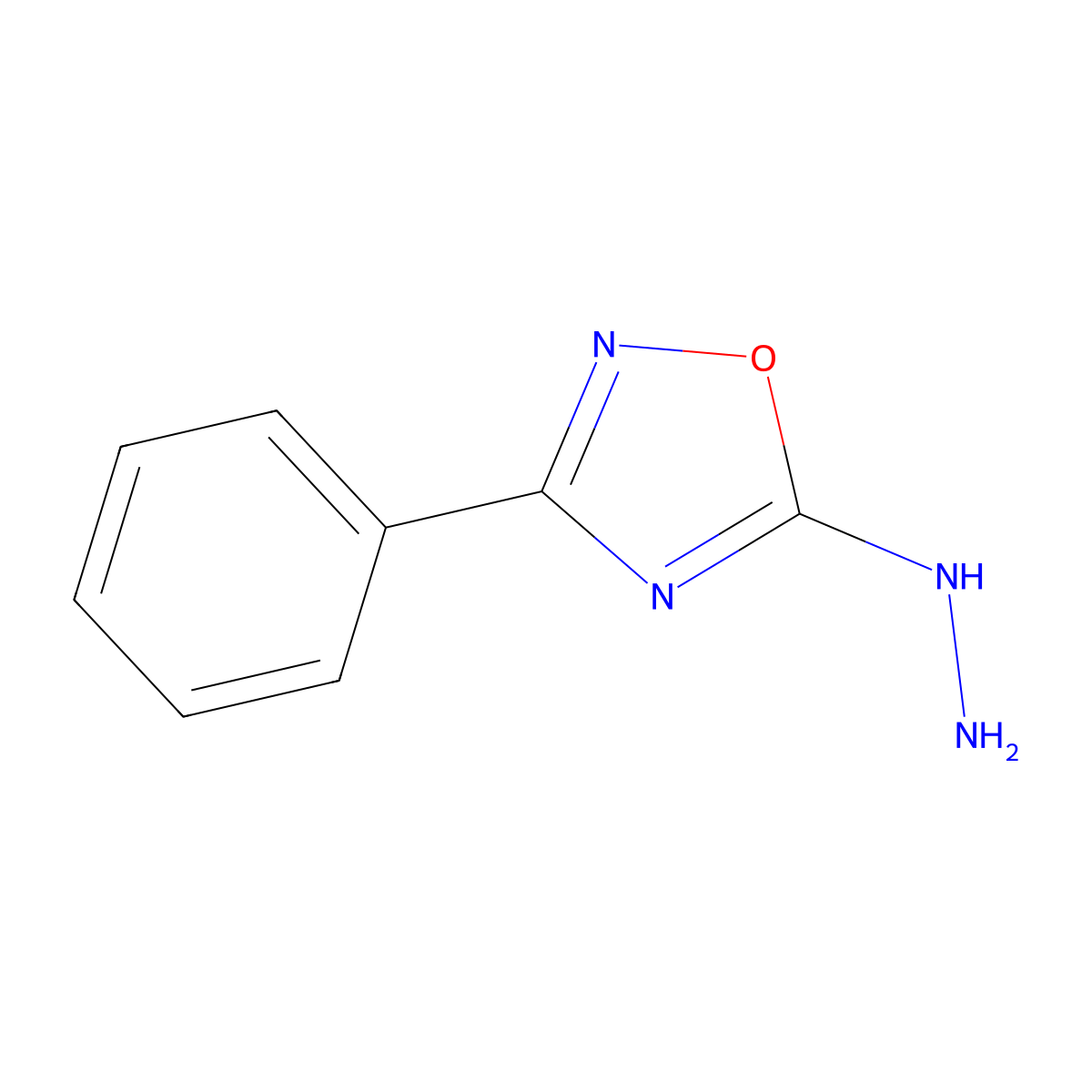 5-Hydrazinyl-3-phenyl-1,2,4-oxadiazole molecular structure, CAS 7627-10-3
