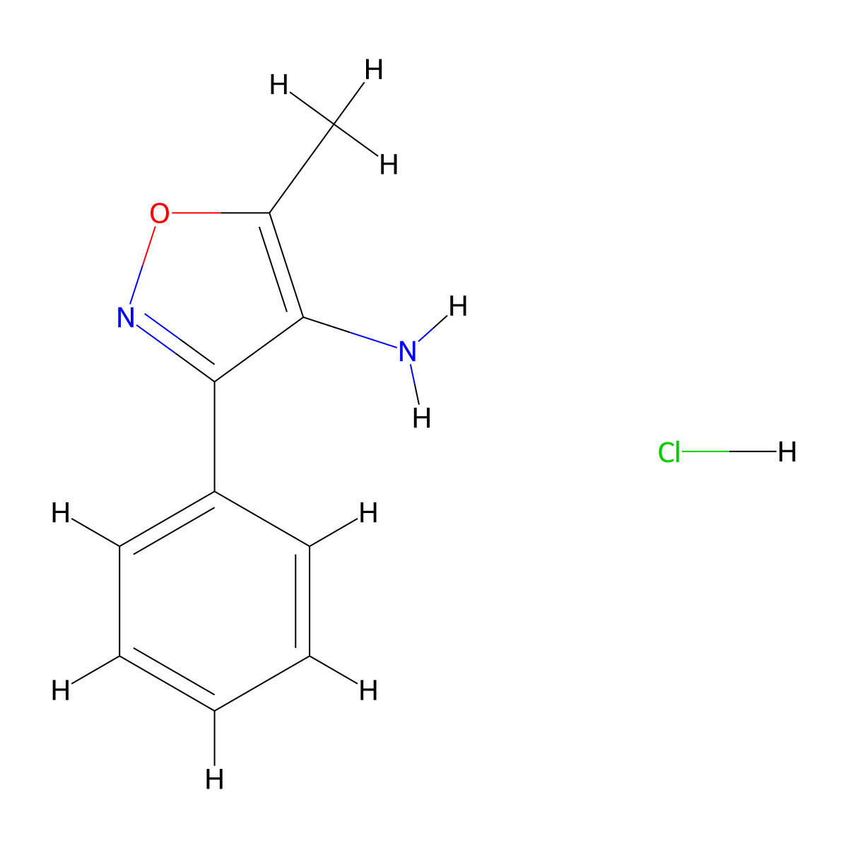 5-Methyl-3-phenyl-1,2-oxazol-4-amine hydrochloride molecular structure, CAS 76270-20-7