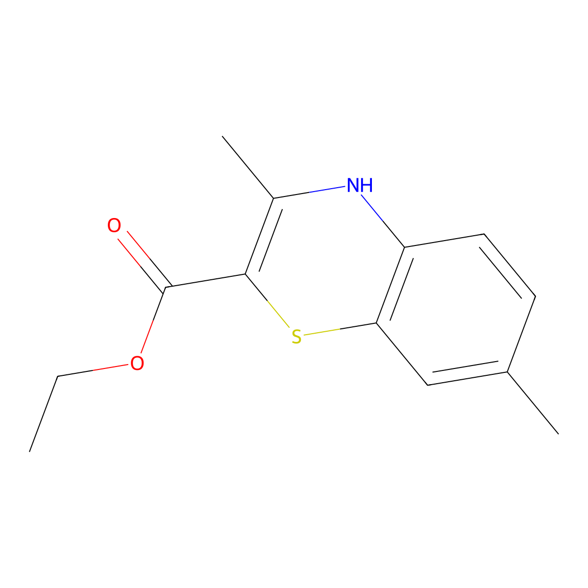 ethyl 3,7-dimethyl-4H-1,4-benzothiazine-2-carboxylate molecular structure, CAS 76273-51-3