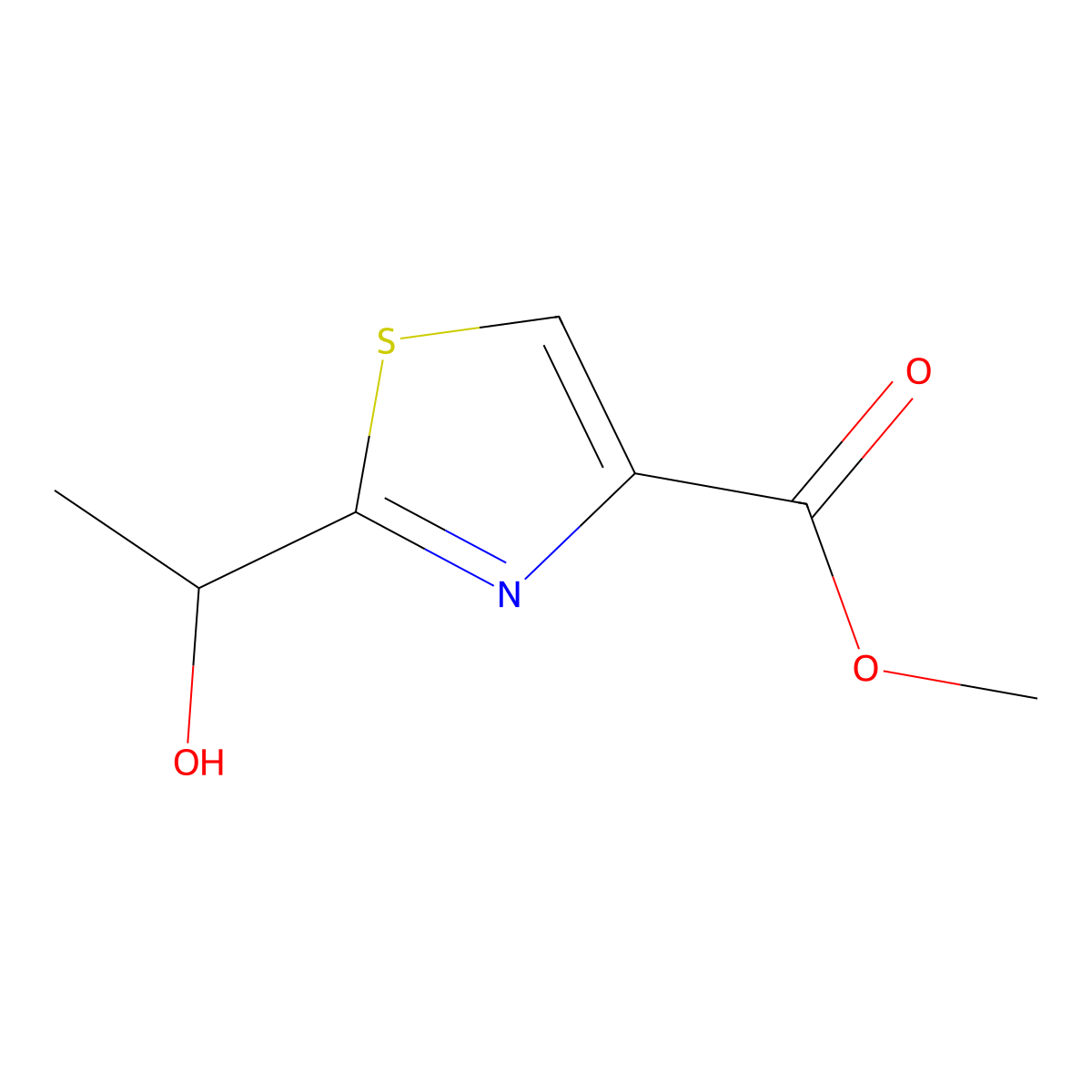 Methyl 2-(1-hydroxyethyl)-1,3-thiazole-4-carboxylate molecular structure, CAS 76275-86-0