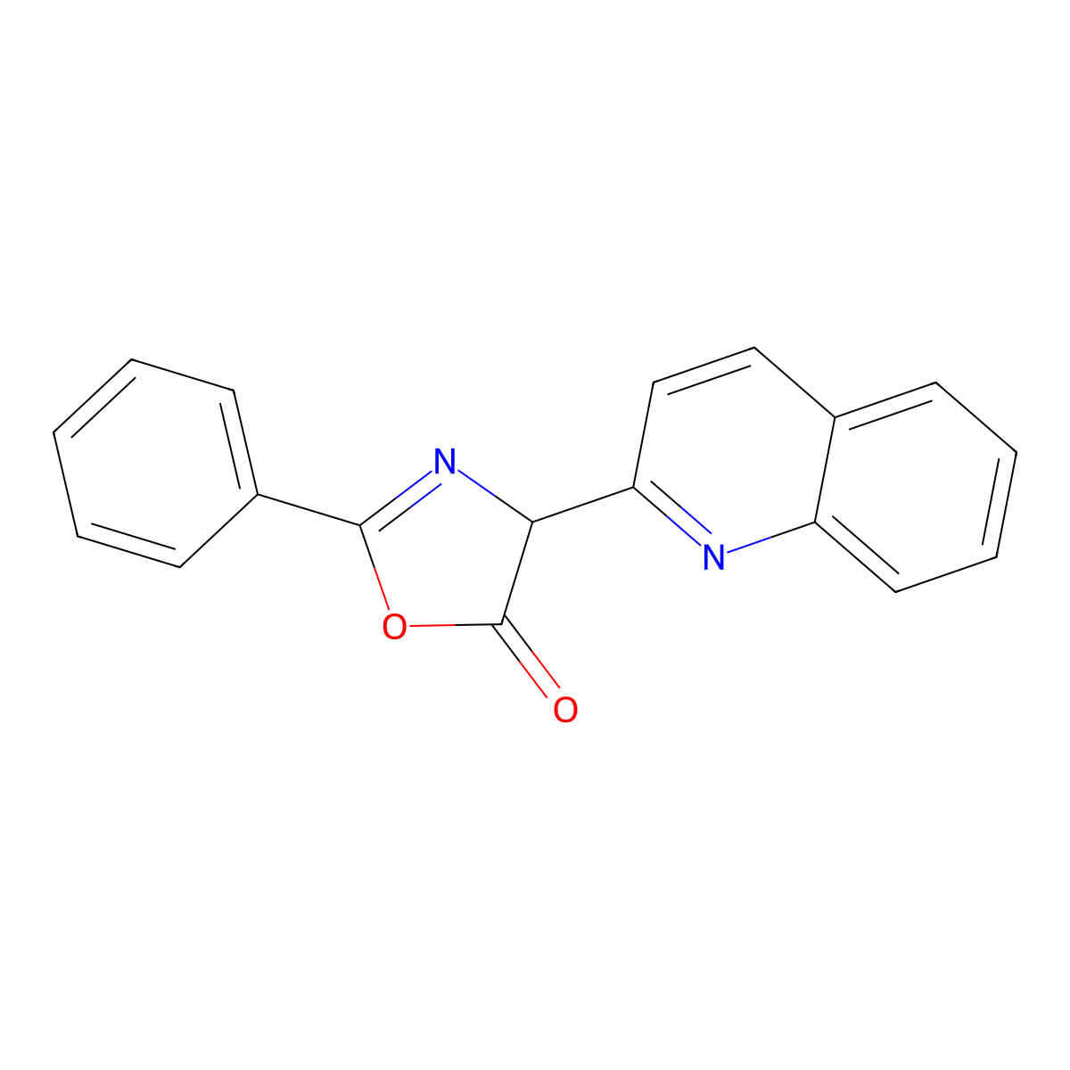 2-phenyl-4-(2-quinolinyl)-1,3-oxazol-5(4H)-one molecular structure, CAS 76278-23-4