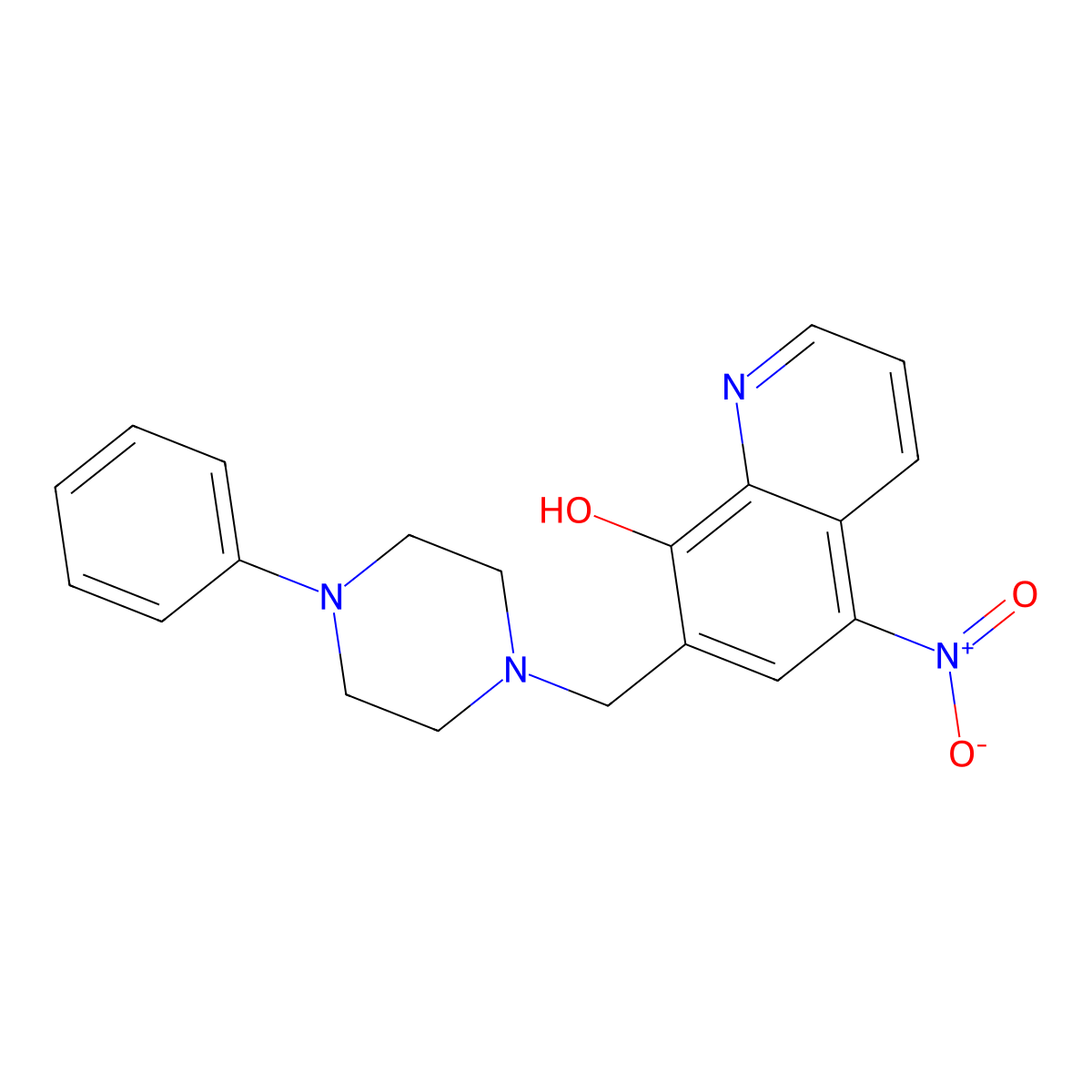 5-Nitro-7-[(4-phenyl-1-piperazinyl)methyl]-8-quinolinol molecular structure, CAS 76289-27-5