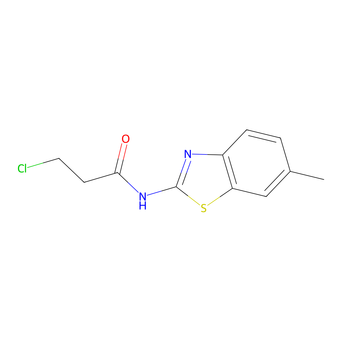 3-chloro-N-(6-methyl-1,3-benzothiazol-2-yl)propanamide molecular structure, CAS 76289-34-4