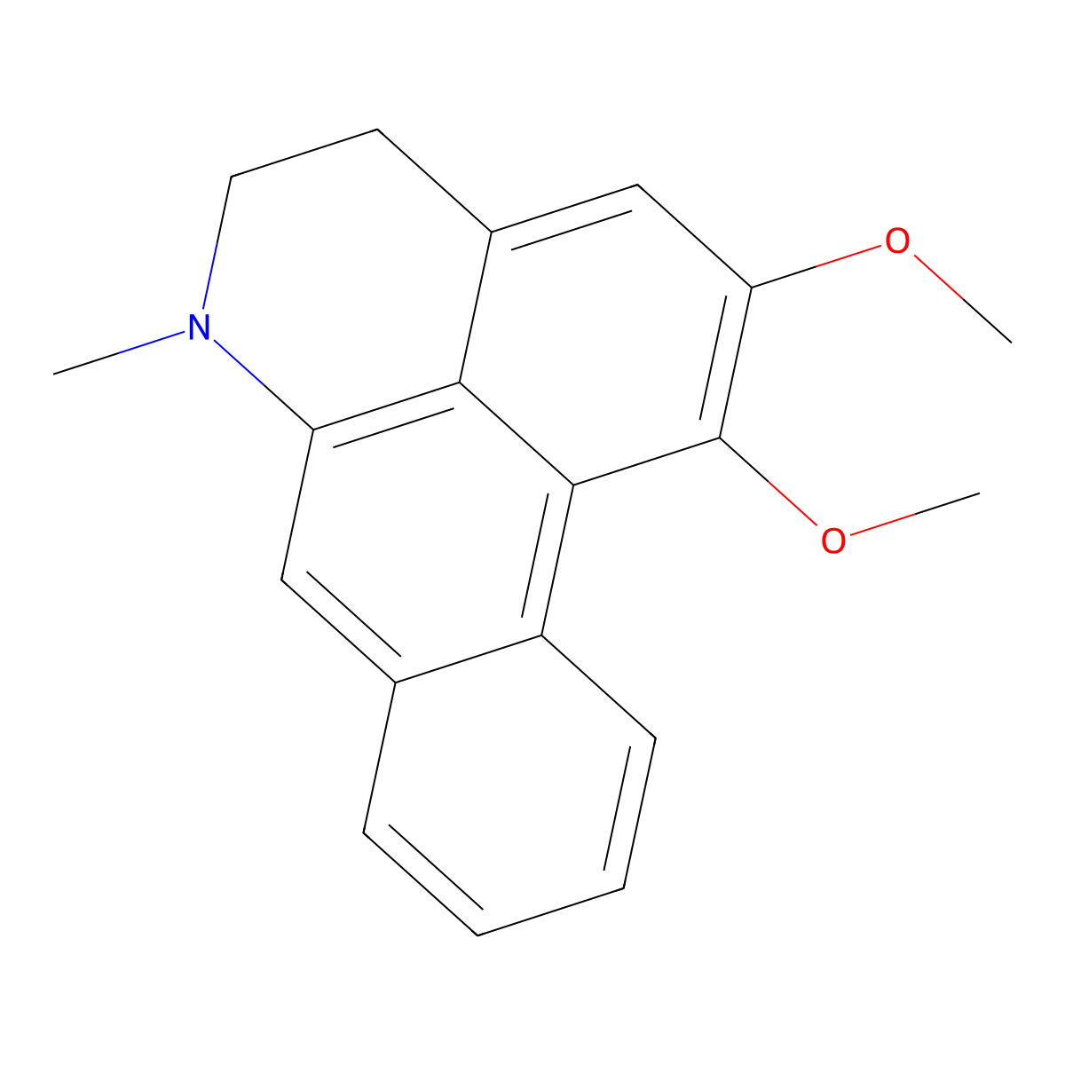 5,6-Dihydro-1,2-dimethoxy-6-methyl-4H-dibenzo(de,g)quinoline molecular structure, CAS 7630-74-2
