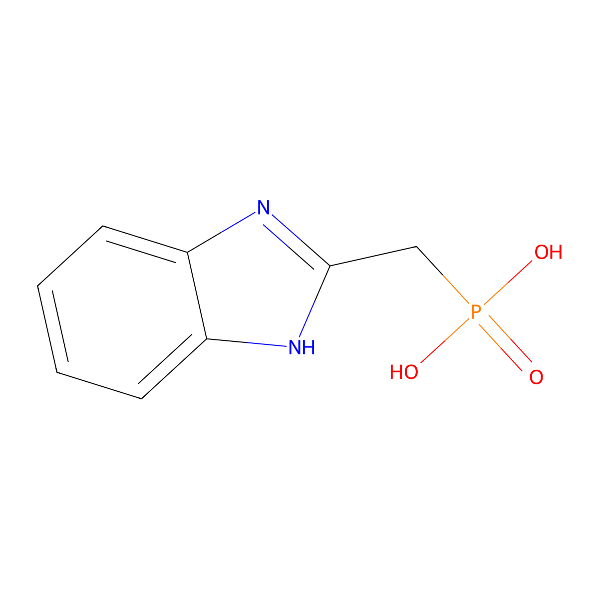 Phosphonic acid, (1H-benzimidazol-2-ylmethyl)- molecular structure, CAS 76300-74-8