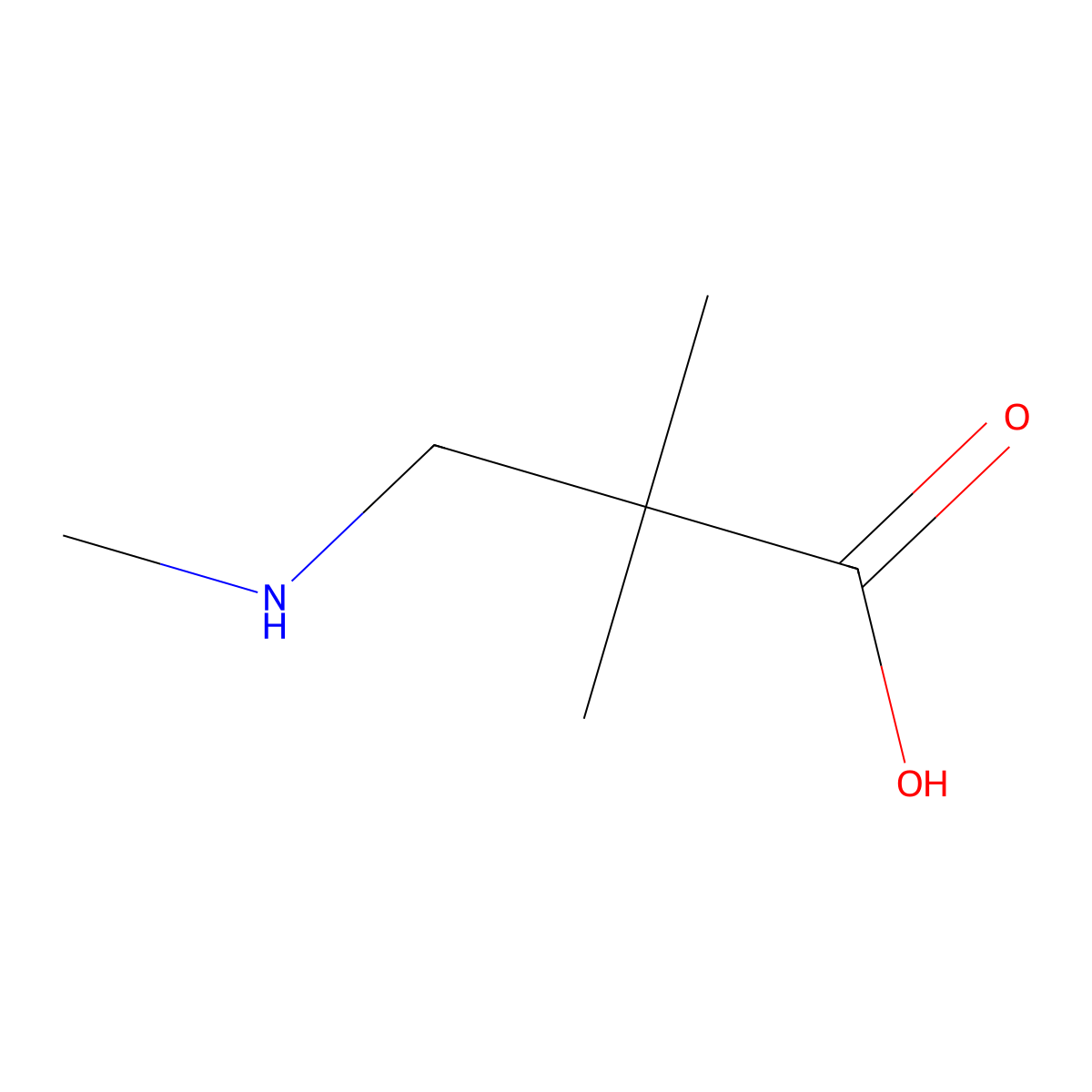 2,2-Dimethyl-3-(methylamino)propanoic acid molecular structure, CAS 763053-45-8
