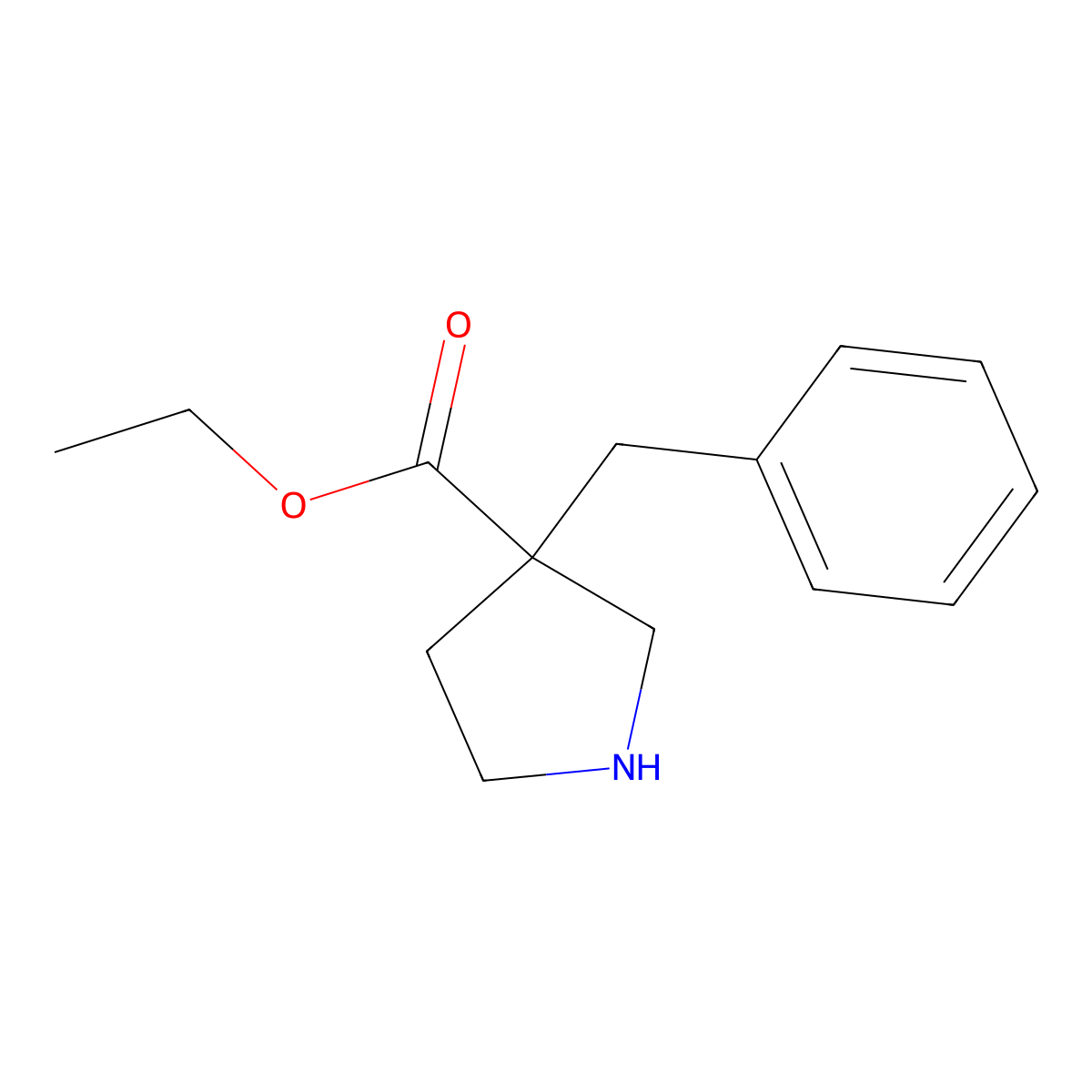 Ethyl 3-benzylpyrrolidine-3-carboxylate molecular structure, CAS 763060-26-0